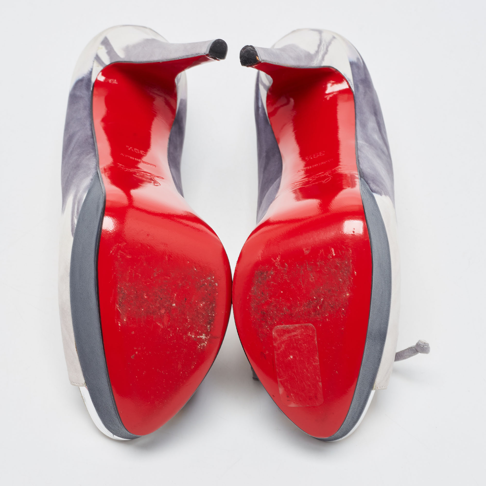 Christian Louboutin Tricolor Nubuck Peep Toe Pumps Size 39.5