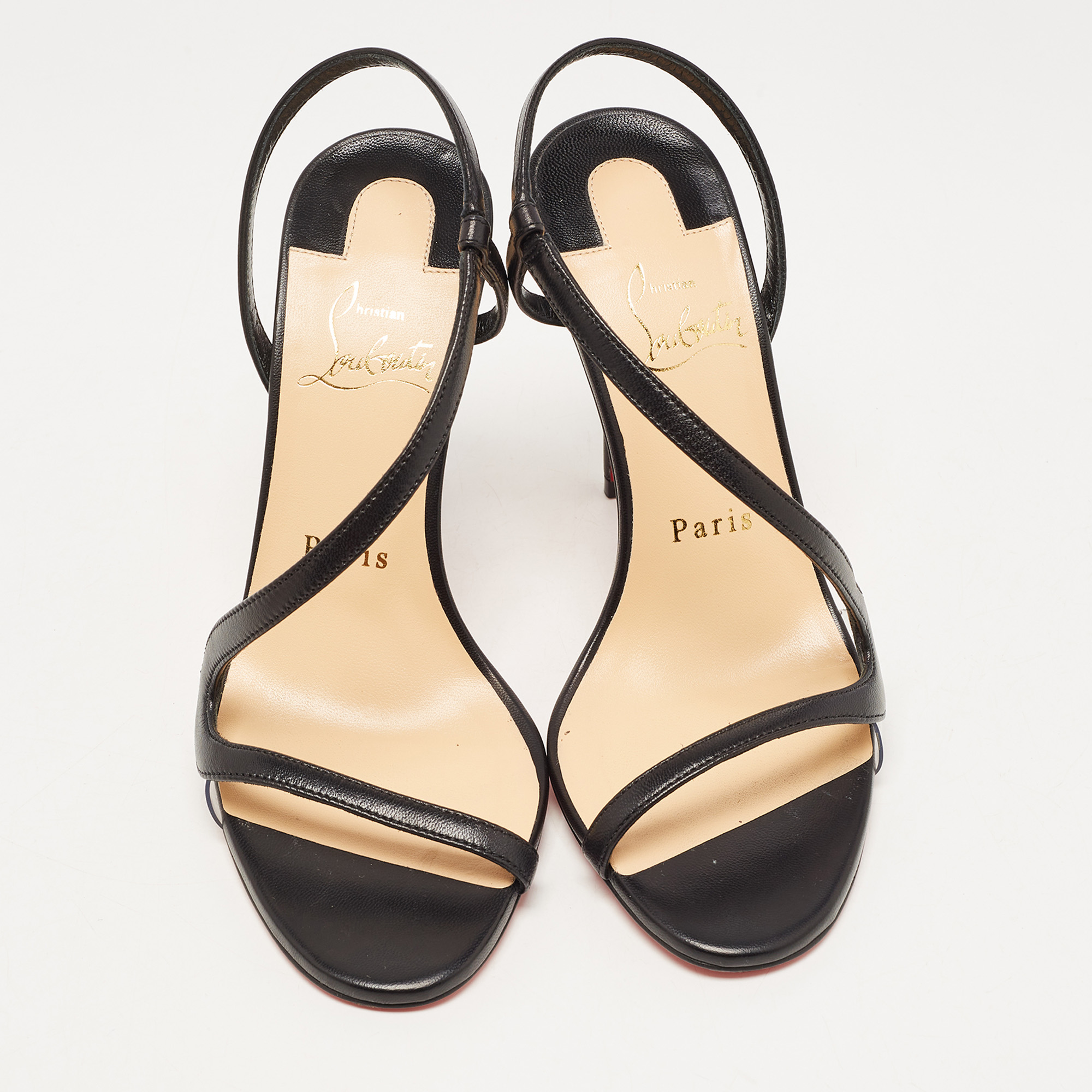 Christian Louboutin Black Leather And PVC Rosalie Ankle Strap Sandals Size 35