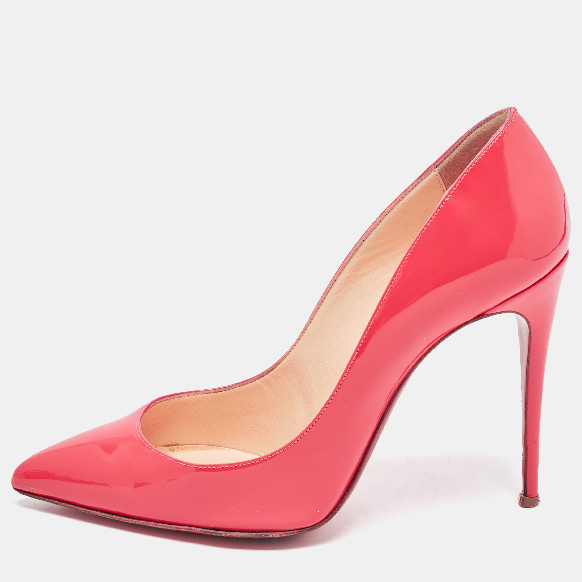 Christian Louboutin Pink Patent Leather Pigalle Follies Pumps Size 37