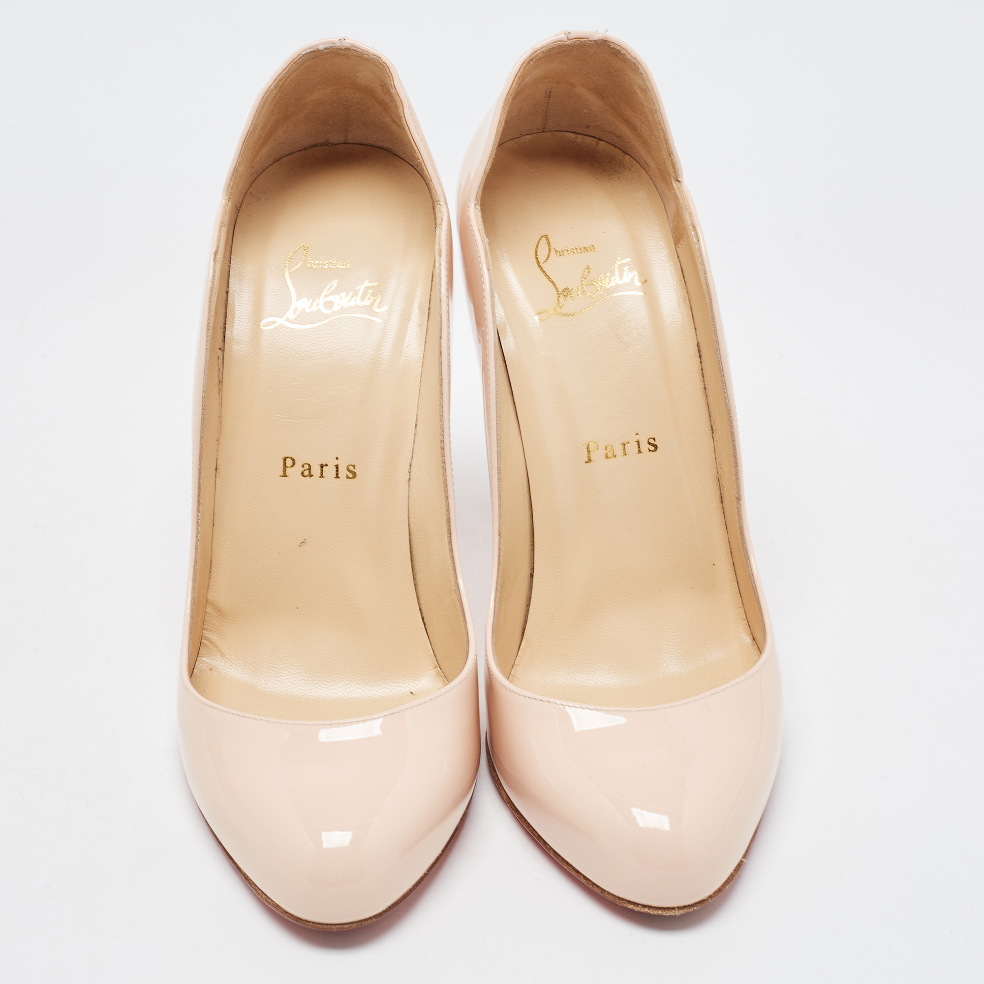 Christian Louboutin Light Pink Patent Leather Wawy Dolly Pumps Size 37.5