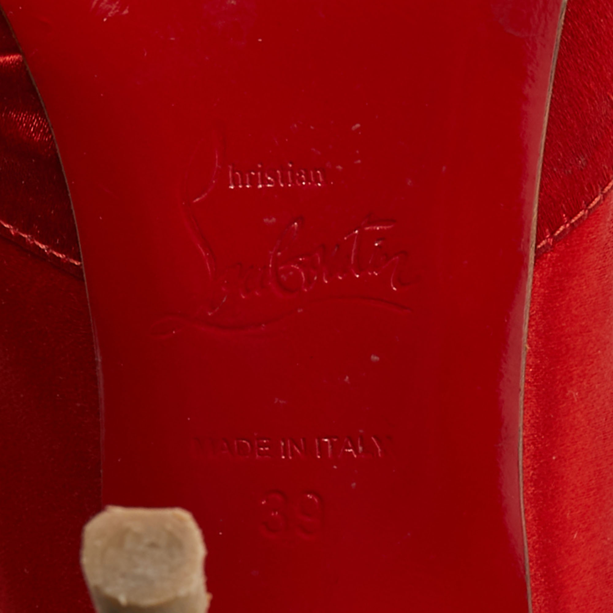 Christian Louboutin Red Satin Jenny Slingback Pumps Size 39