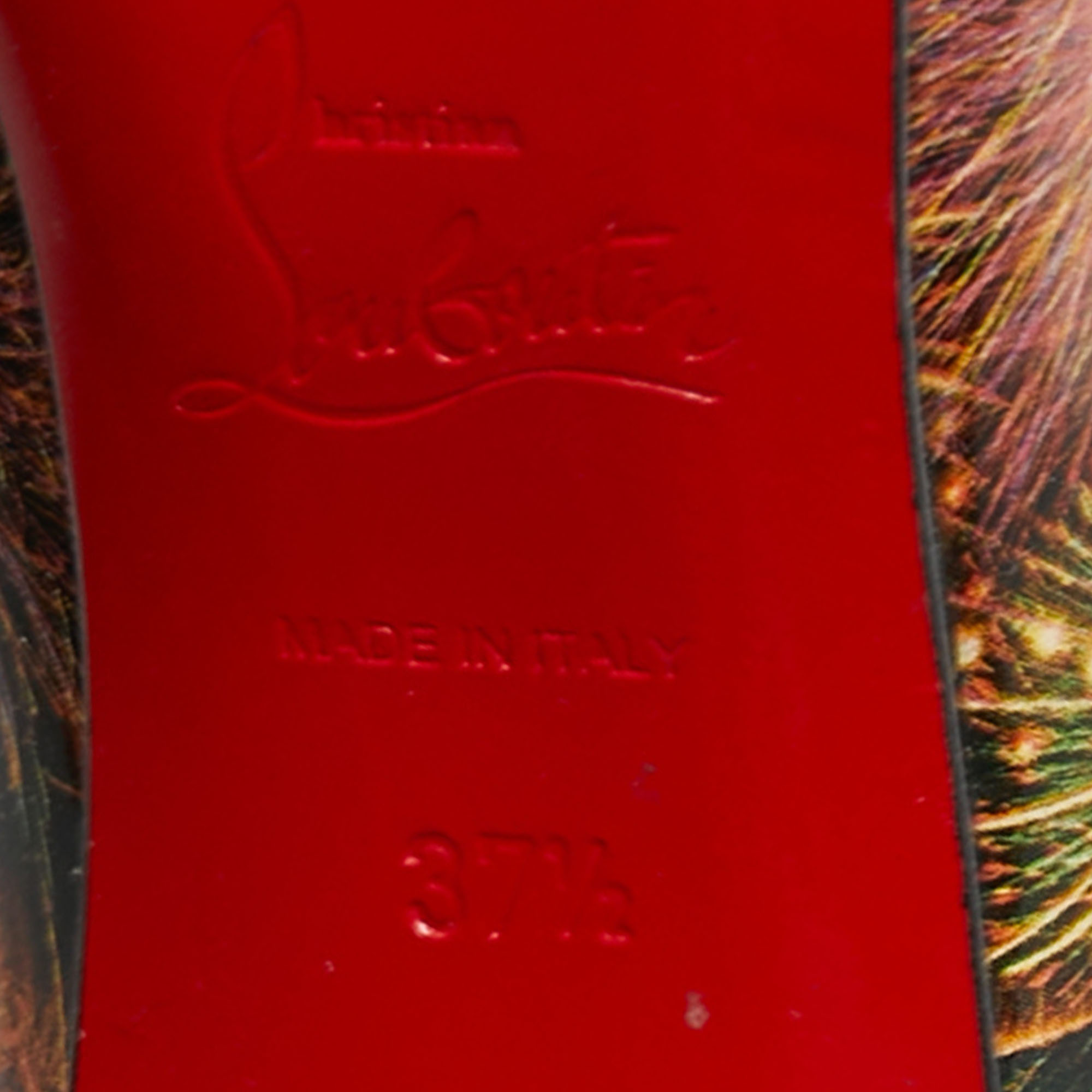 Christian Louboutin Multicolor Firework Print Patent Leather Pigalle Follies Pumps Size 37.5