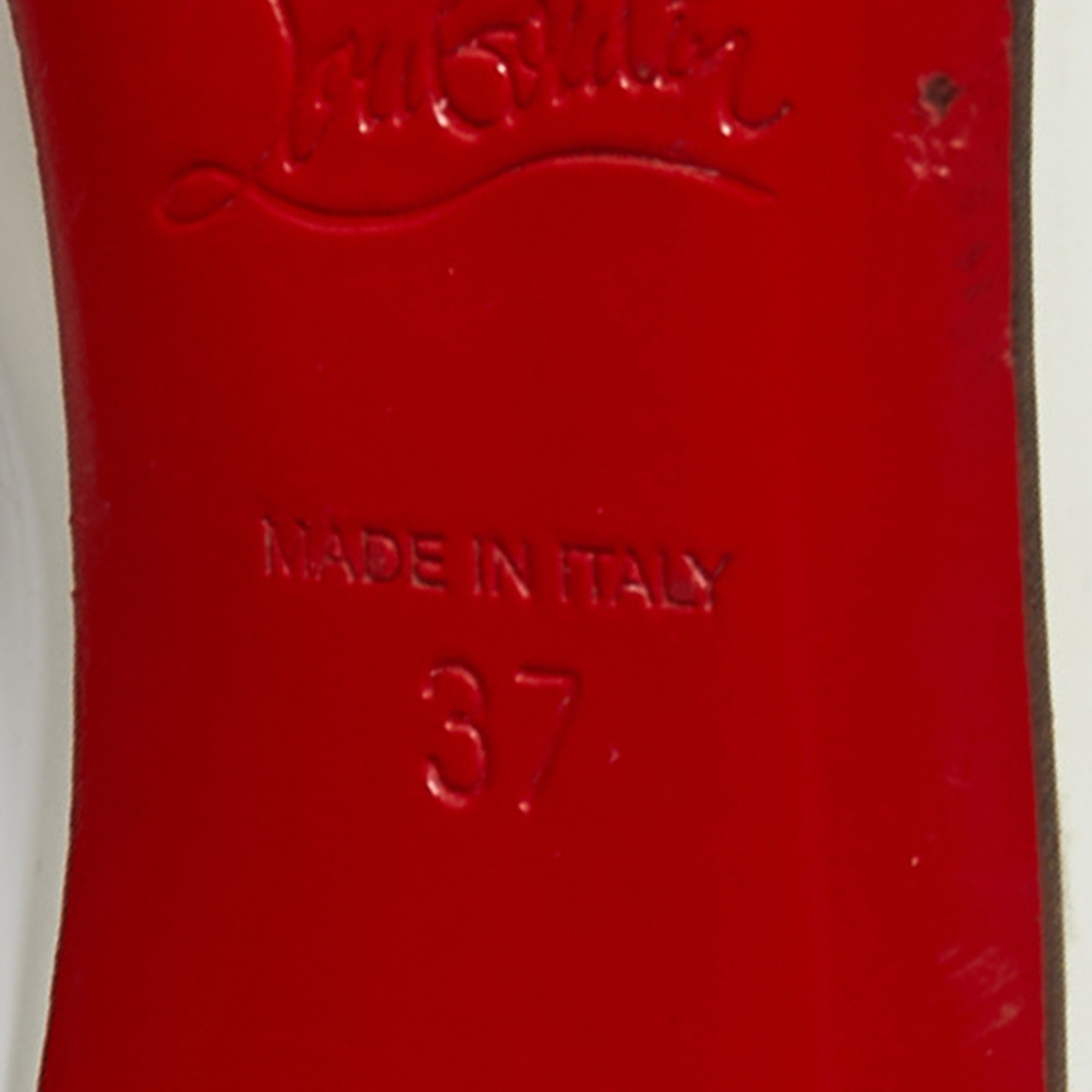 Christian Louboutin White Patent Leather Jolly Wavy Peep Toe Pumps Size 37