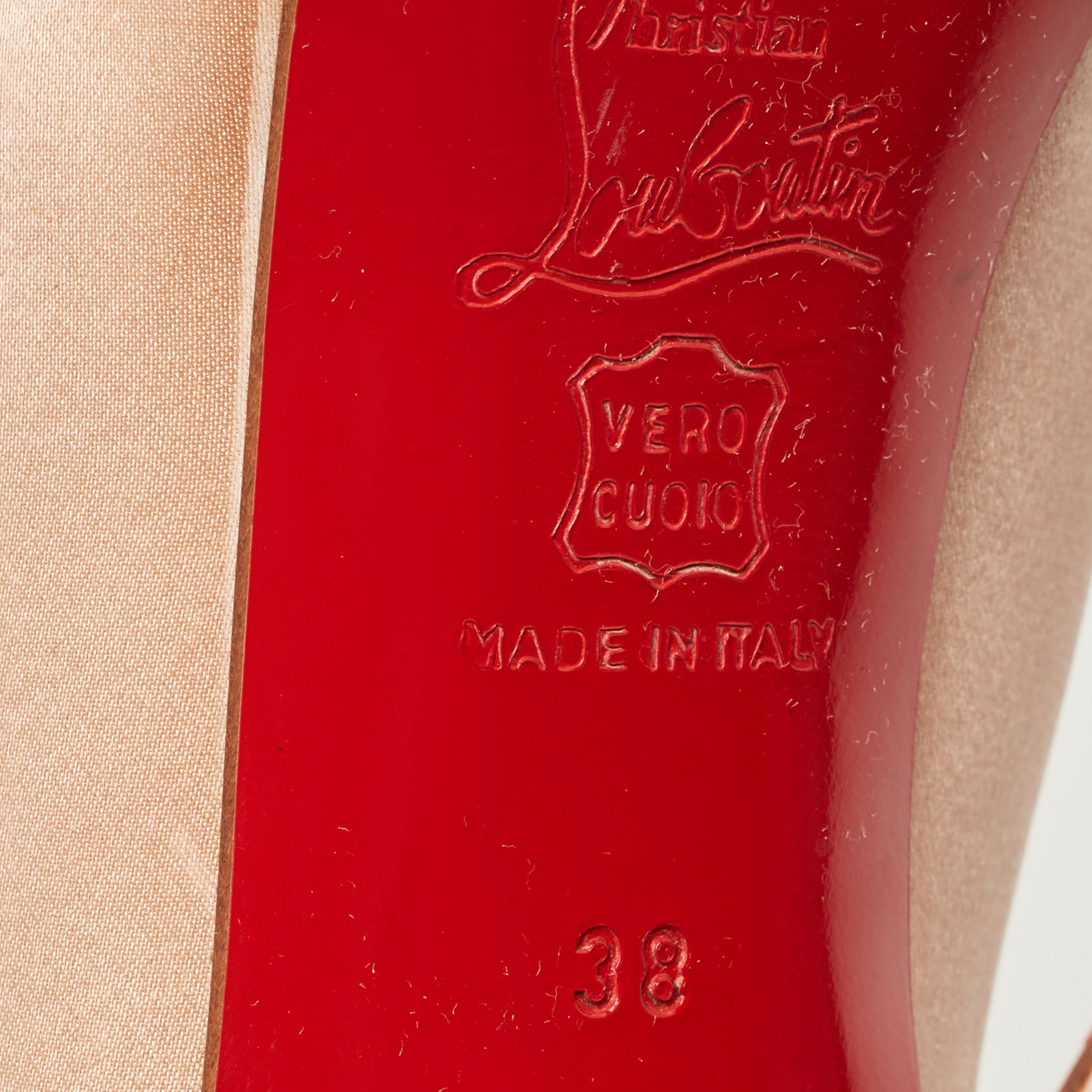 Christian Louboutin Pink Satin Open Toe Platform Slingback Sandals Size 38