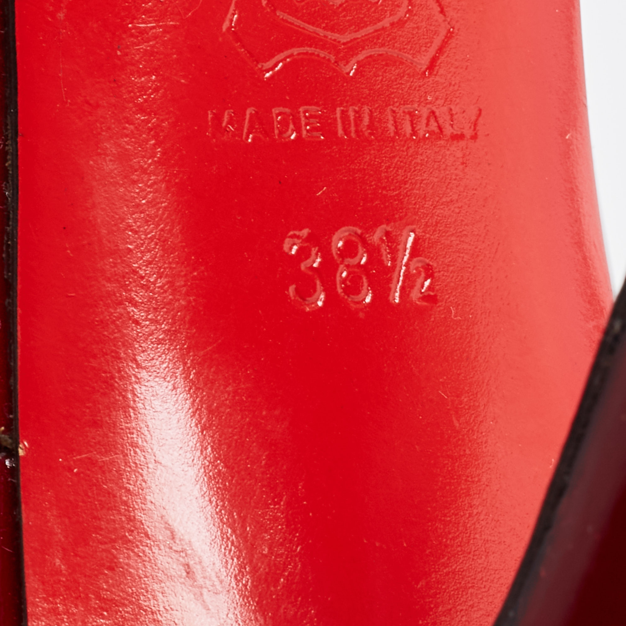 Christian Louboutin Burgundy Patent Leather Rolando Platform Pumps Size 38.5