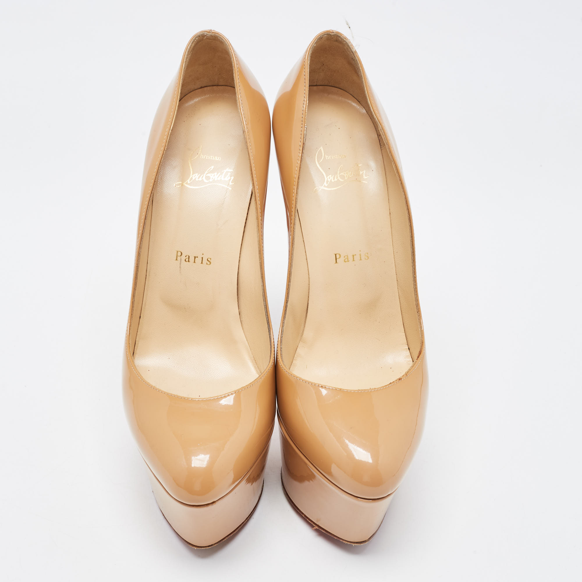 Christian Louboutin Beige Patent Leather Victoria Pumps Size 40