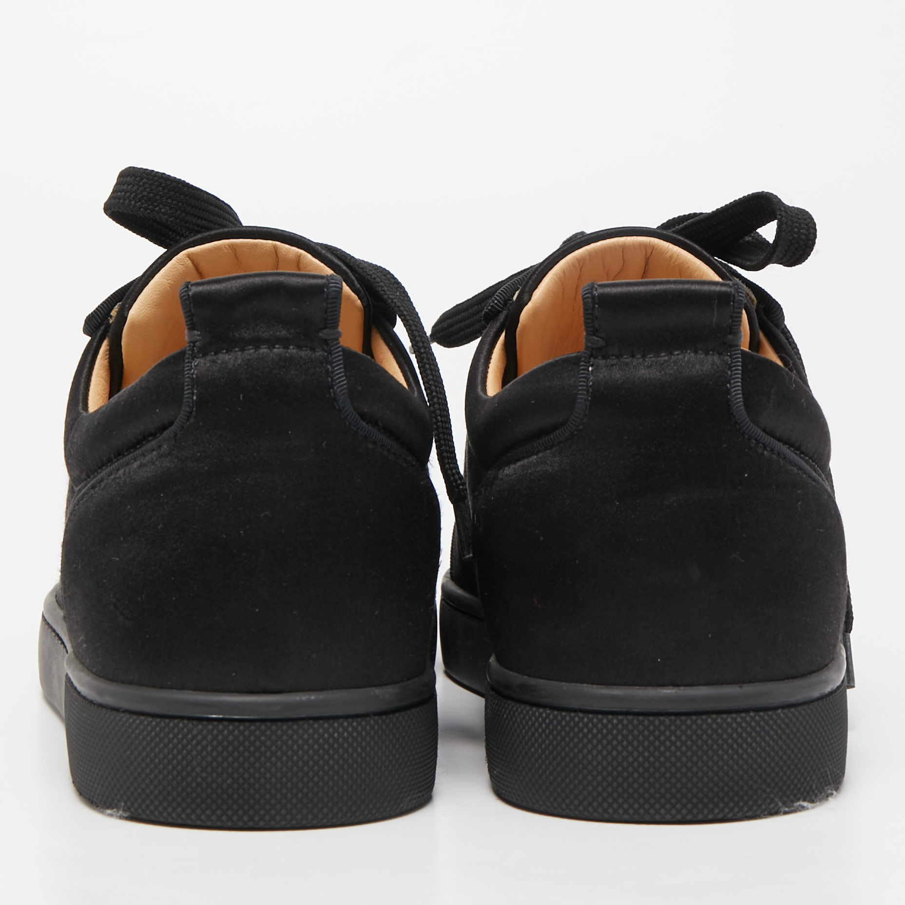 Christian Louboutin Black Satin Vieira Low Top Sneakers Size 40