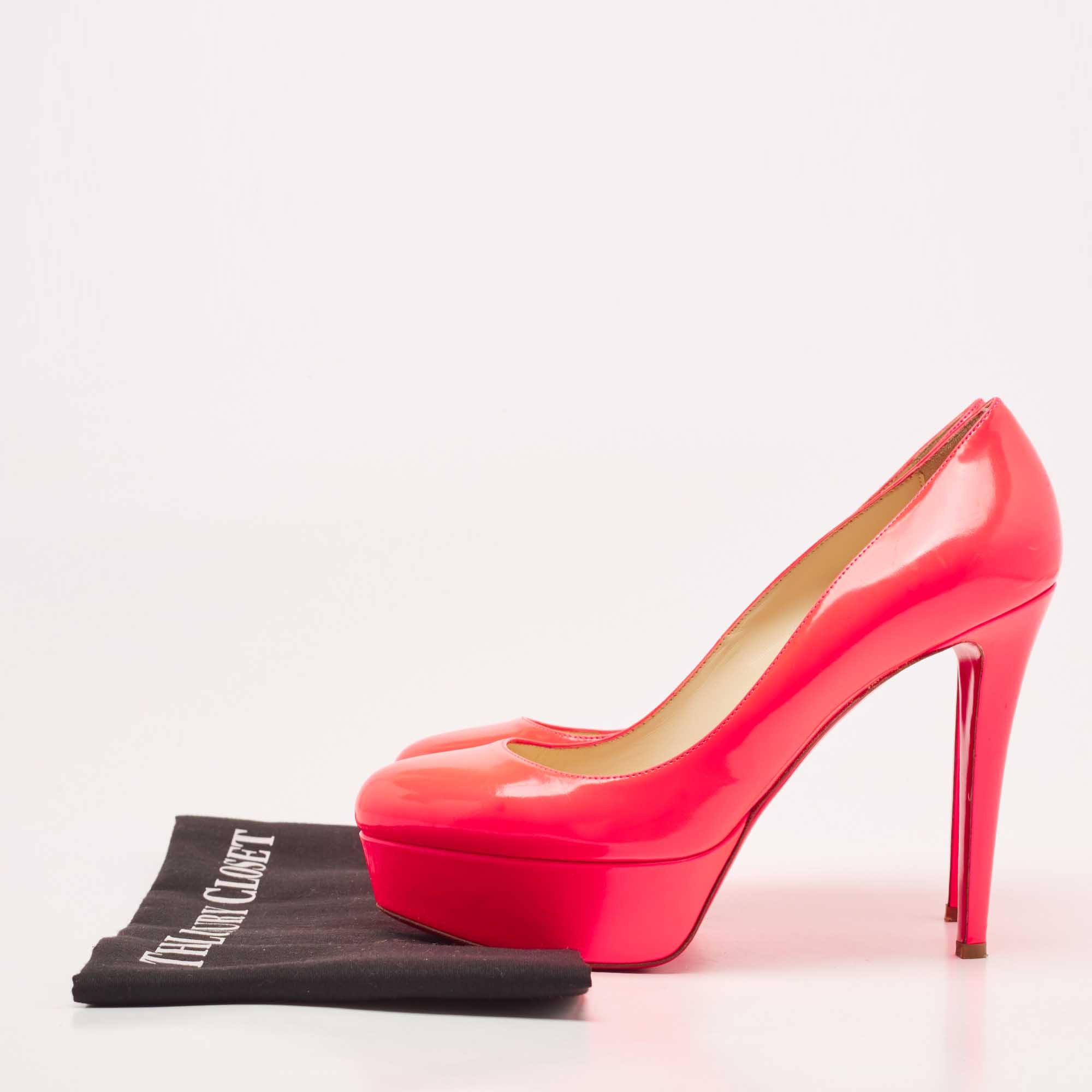 Christian Louboutin Neon Pink Leather Bianca Pumps Size 39.5