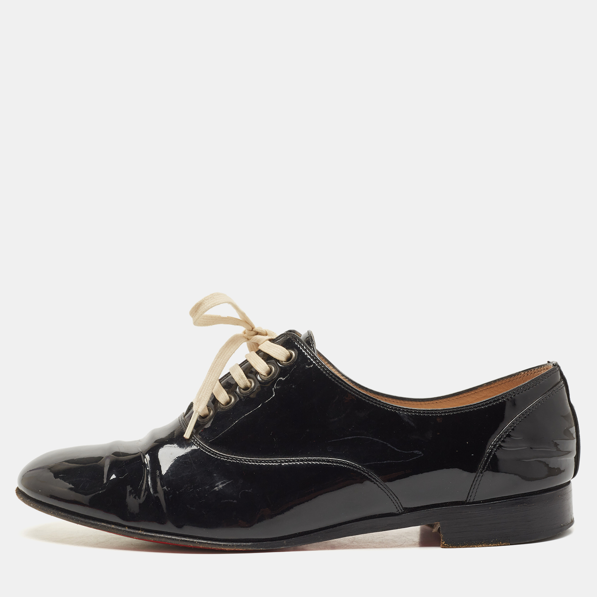 Christian Louboutin Black Patent Leather Fred Oxfords Size 37.5
