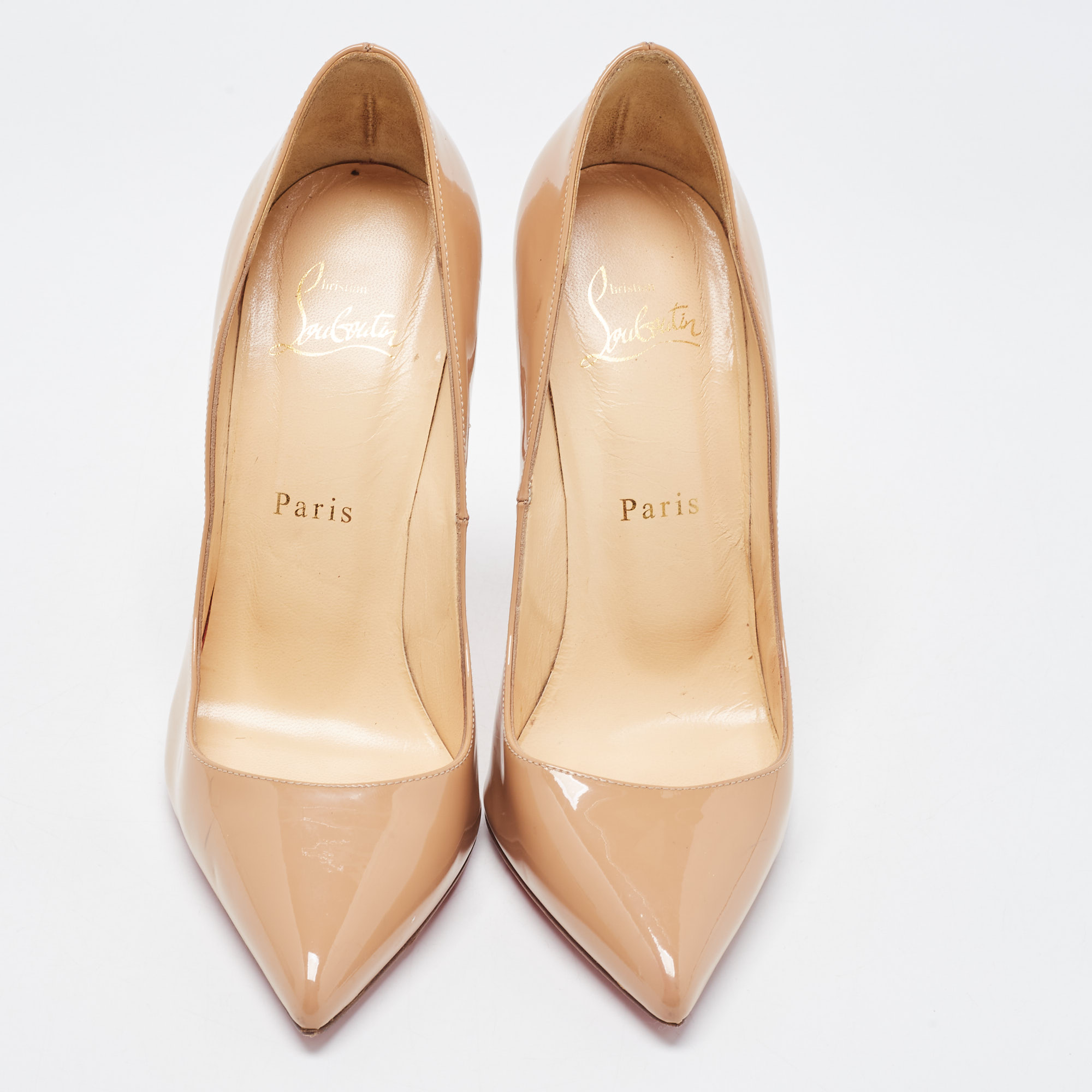 Christian Louboutin Beige Patent Leather So Kate Pumps Size 37.5