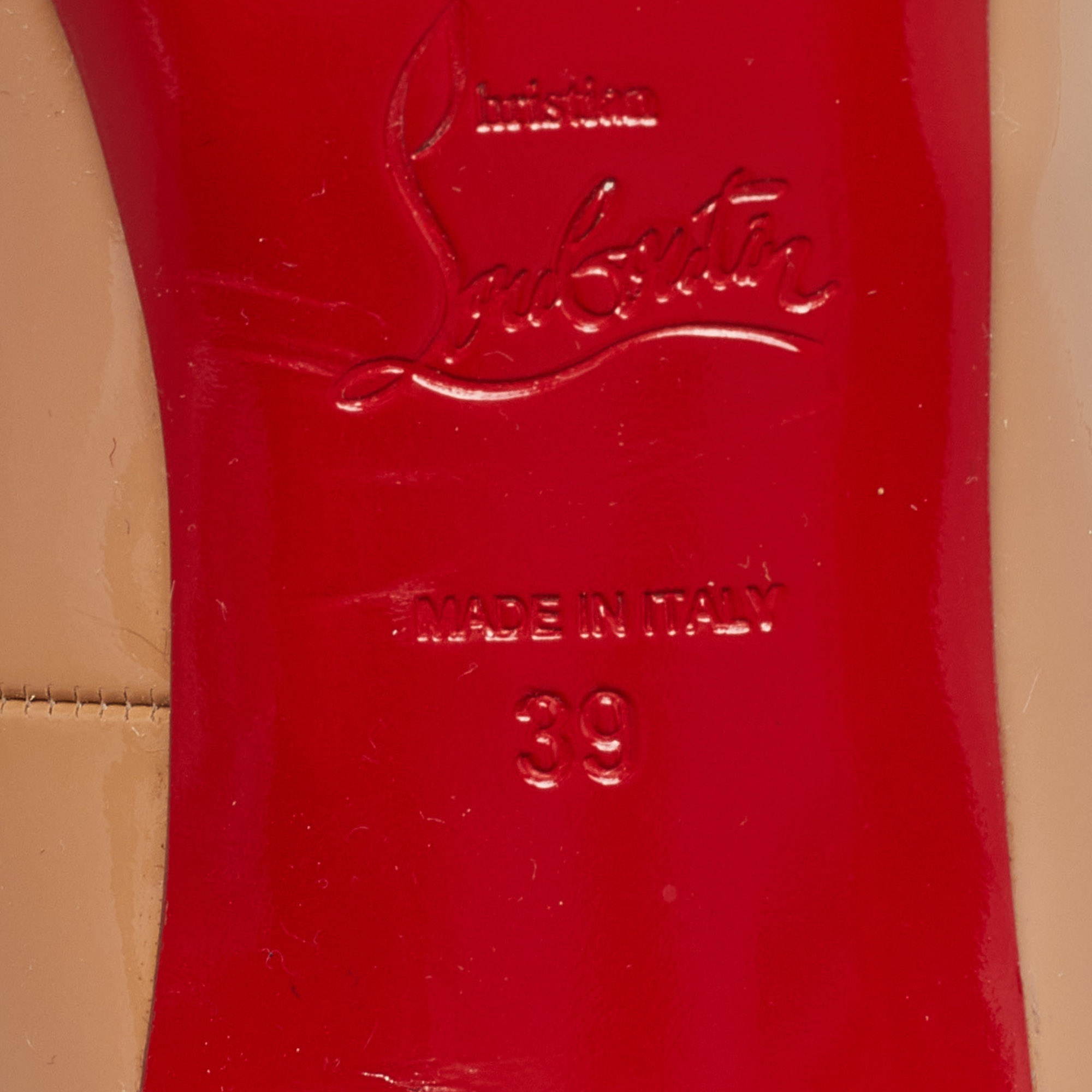 Christian Louboutin Beige Patent Leather Fifi Pumps Size 39