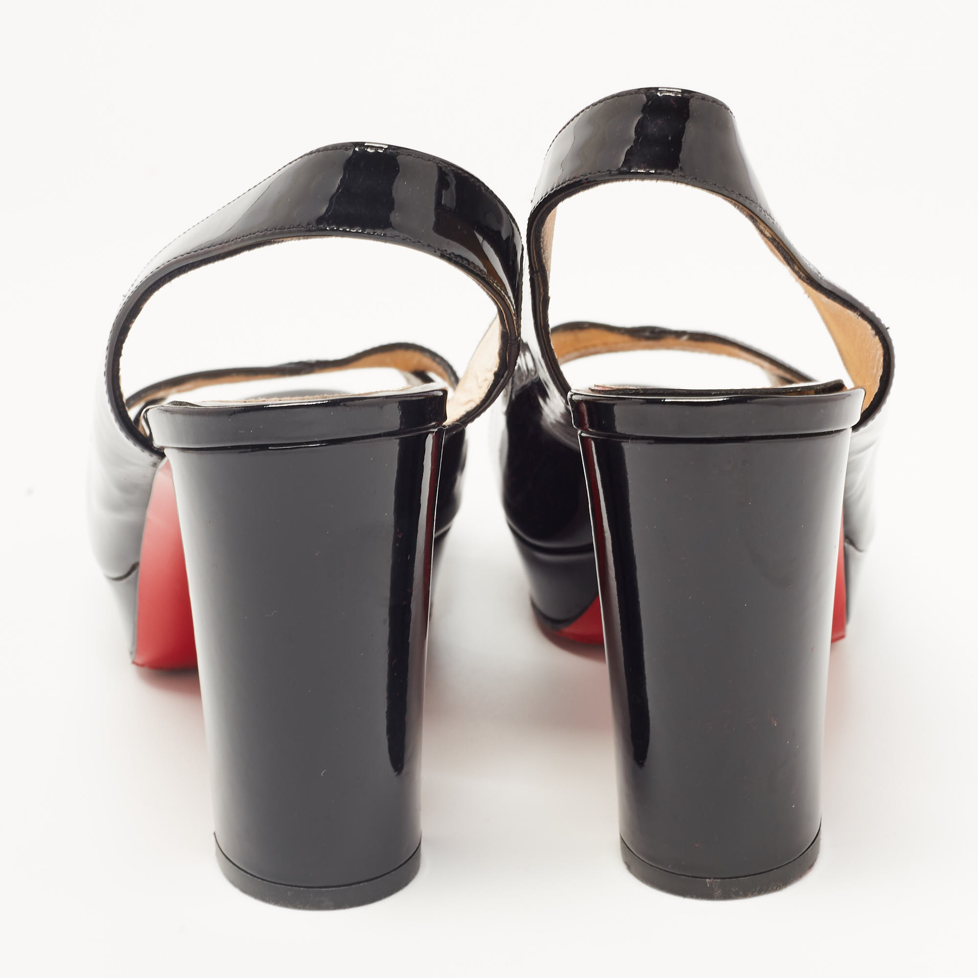 Christian Louboutin Black Patent Crisscross Slingback Sandals Size 38