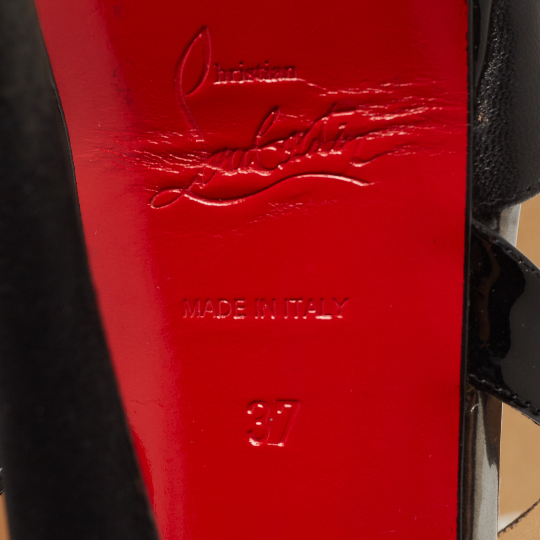 Christian Louboutin Black Leather Exagona Platform Ankle Strap Sandals Size 37