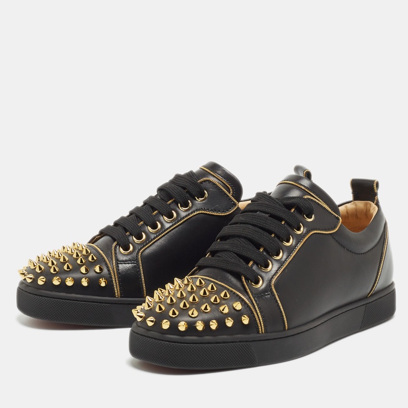 

Christian Louboutin Black Leather Louis Junior Spikes Low Top Sneakers Size
