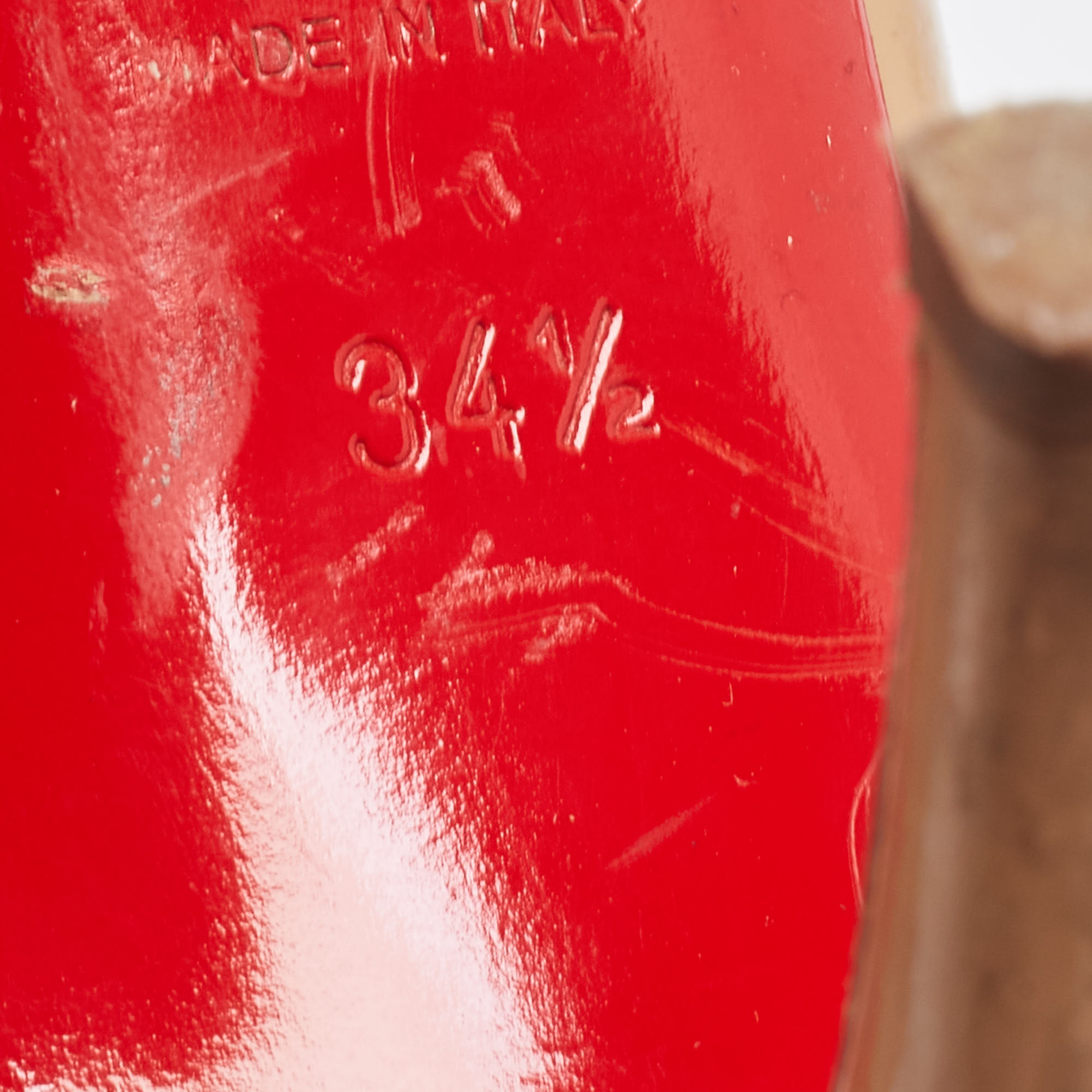 Christian Louboutin Beige Patent Flo  Open Toe Pumps Size 34.5