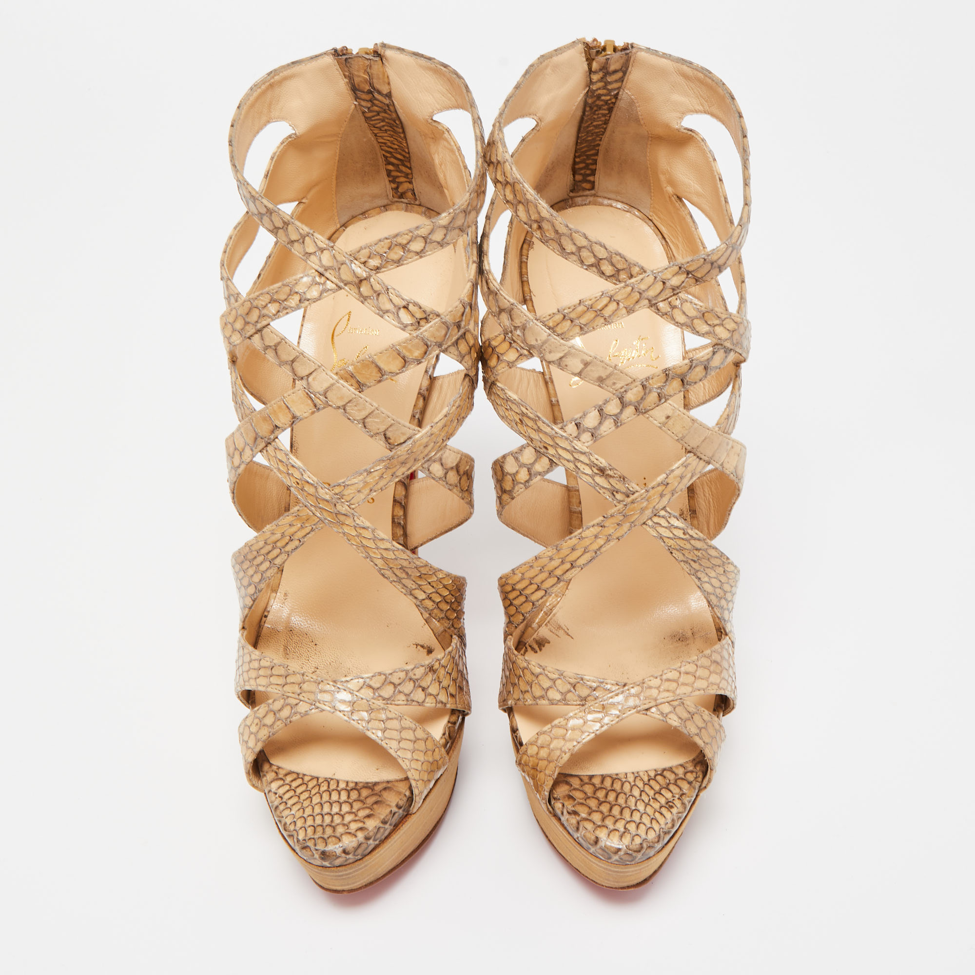 Christian Louboutin Brown Python Balota Sandals Size 39