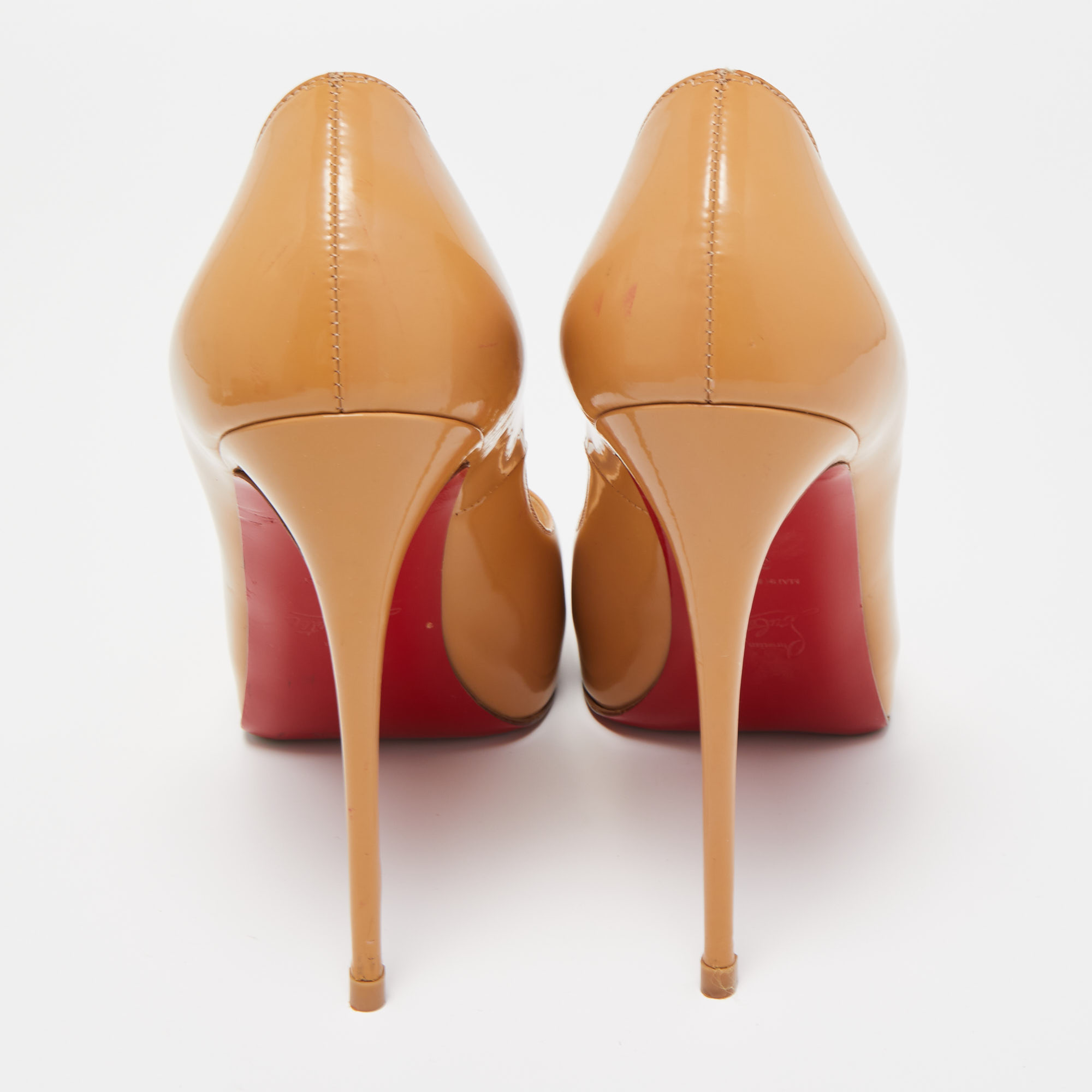 Christian Louboutin Beige Patent Leather New Very Prive Pumps Size 39