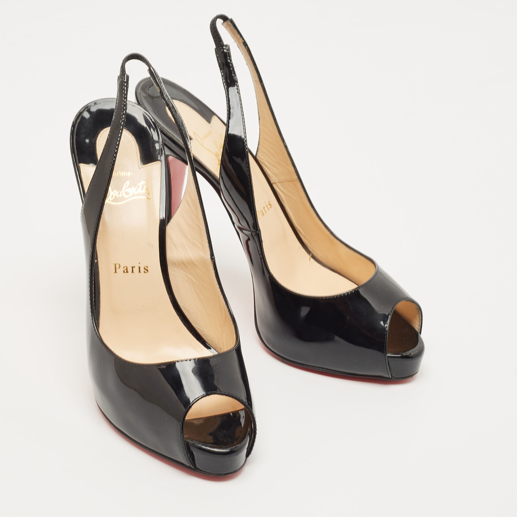 Christian Louboutin Black Patent Private Number Pumps Size 39