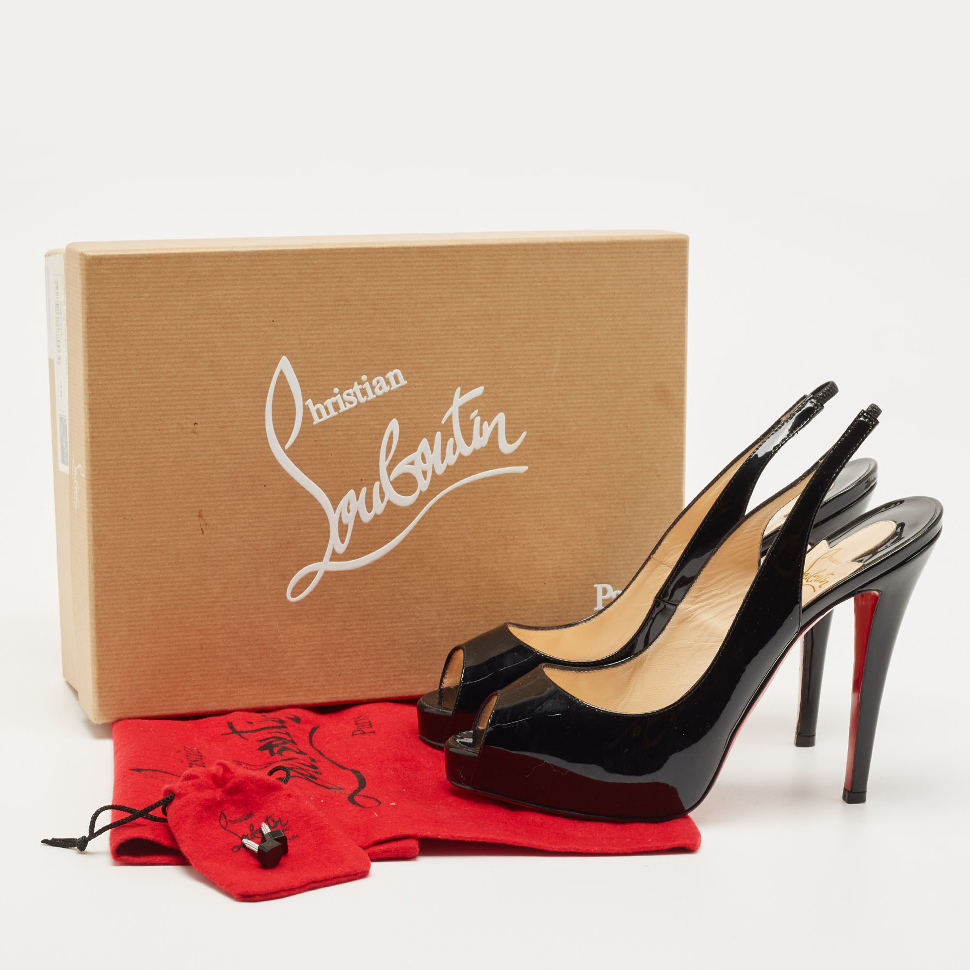 Christian Louboutin Black Patent Private Number Pumps Size 39