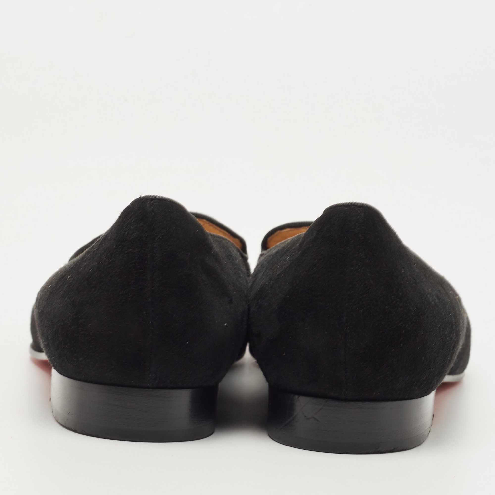 Christian Louboutin Black Suede Harvanana Spiked Smoking Slippers Size 36.5