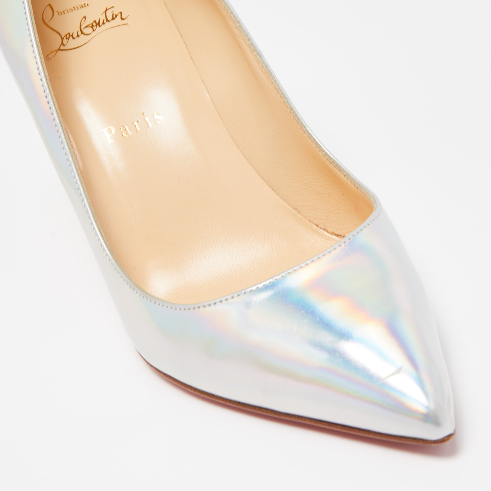 Christian Louboutin Silver Patent Pigalle Pumps Size 38