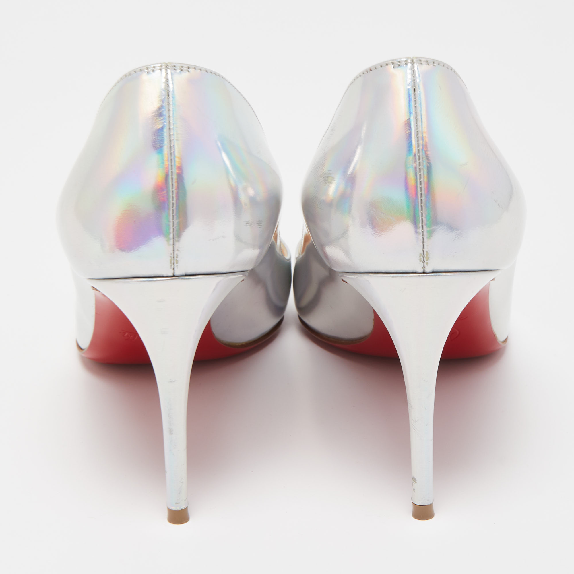 Christian Louboutin Silver Patent Pigalle Pumps Size 38