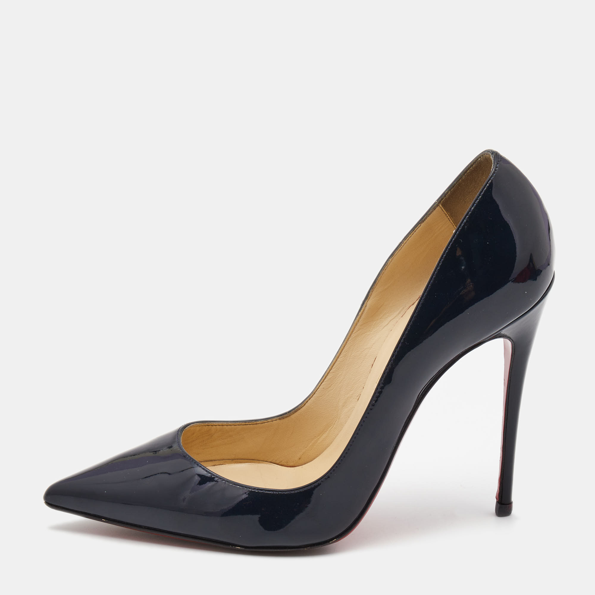 Christian Louboutin Navy Blue Patent Leather So Kate Pumps Size 38