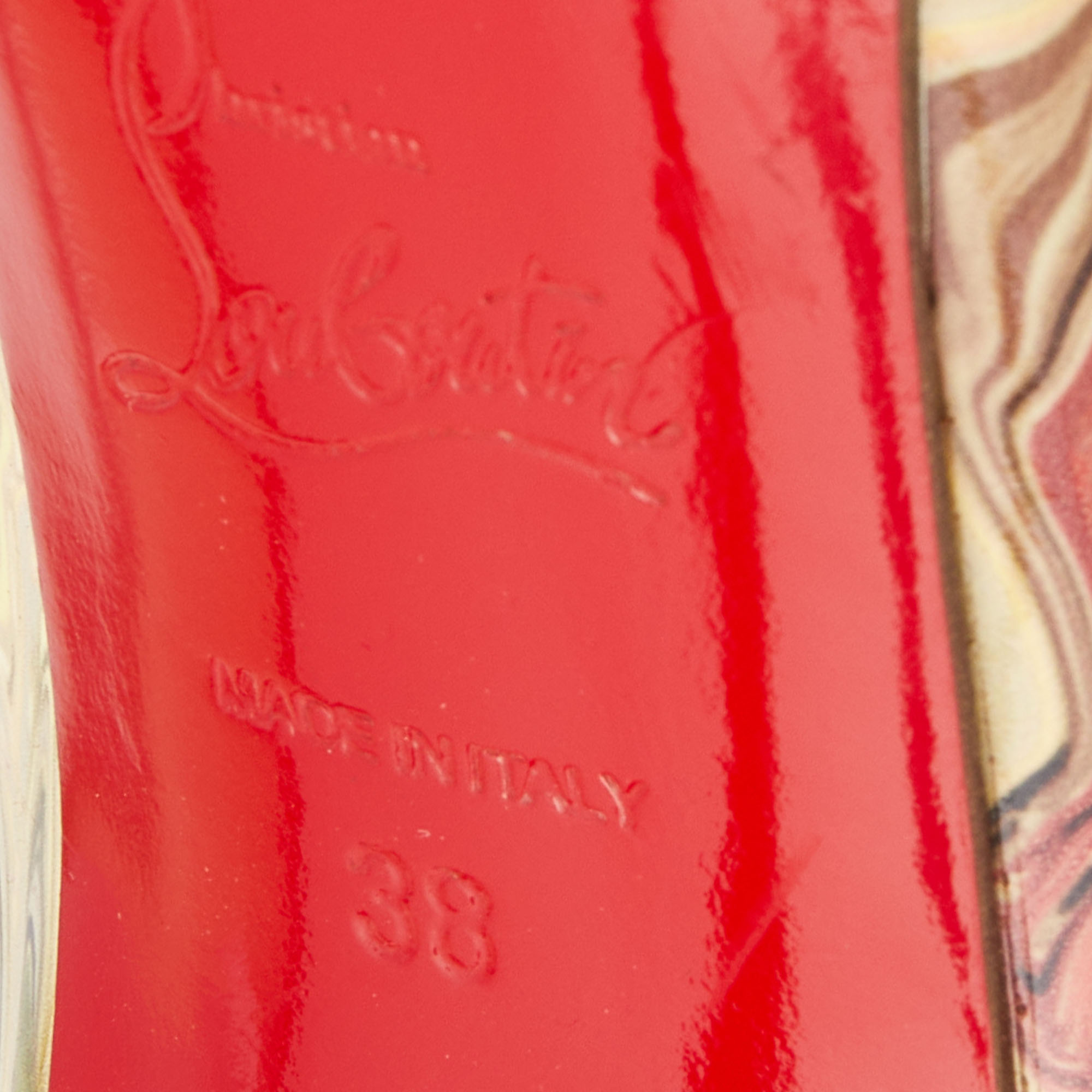 Christian Louboutin Multicolor Marble Print Patent Leather Fifi Pumps Size 38