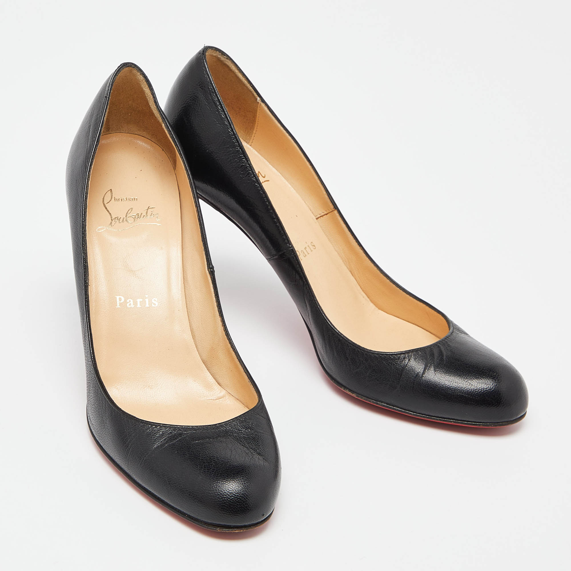 Christian Louboutin Black Leather New Simple Pumps Size 36.5