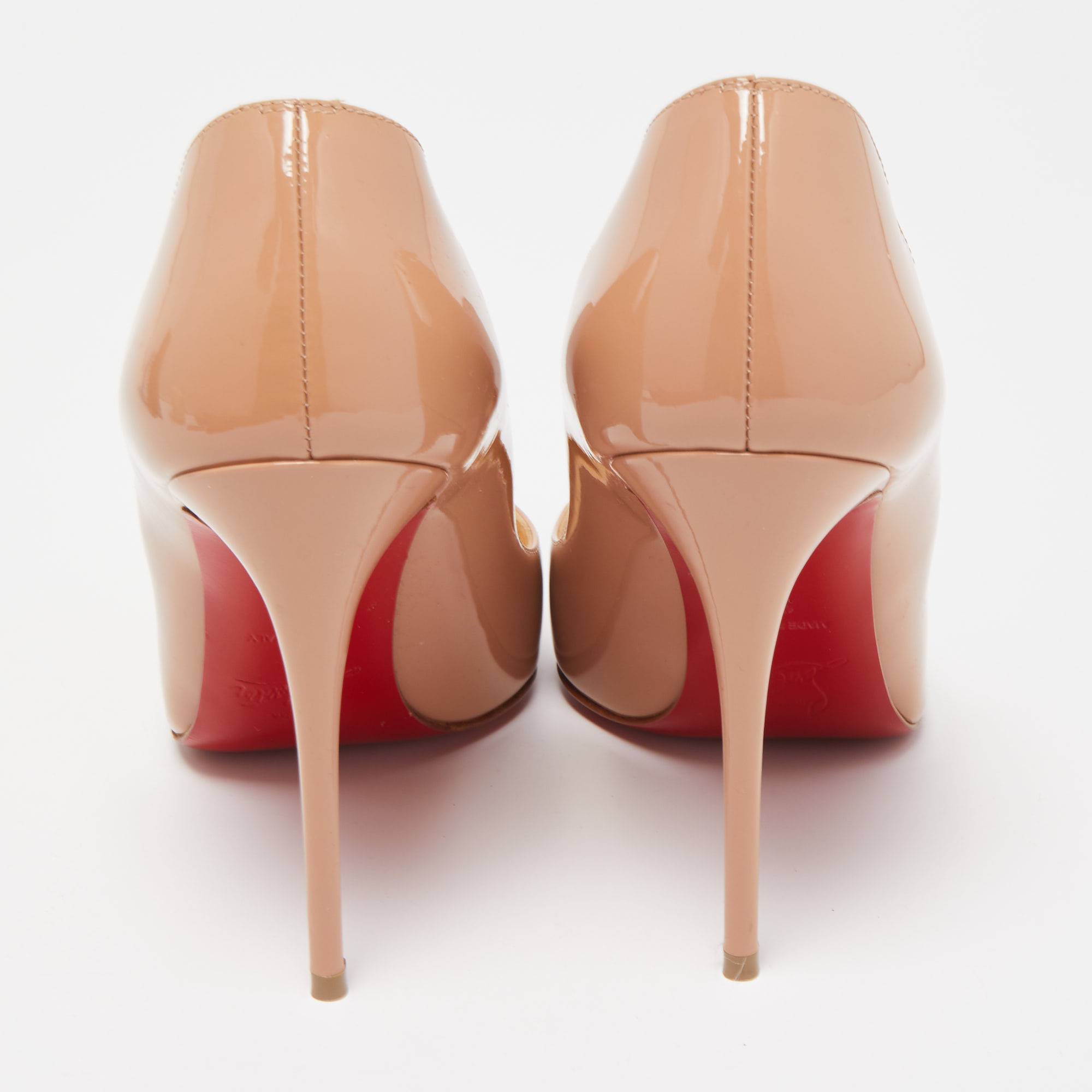 Christian Louboutin Beige Patent Leather Hot Chick Pointed Toe Pumps Size 36