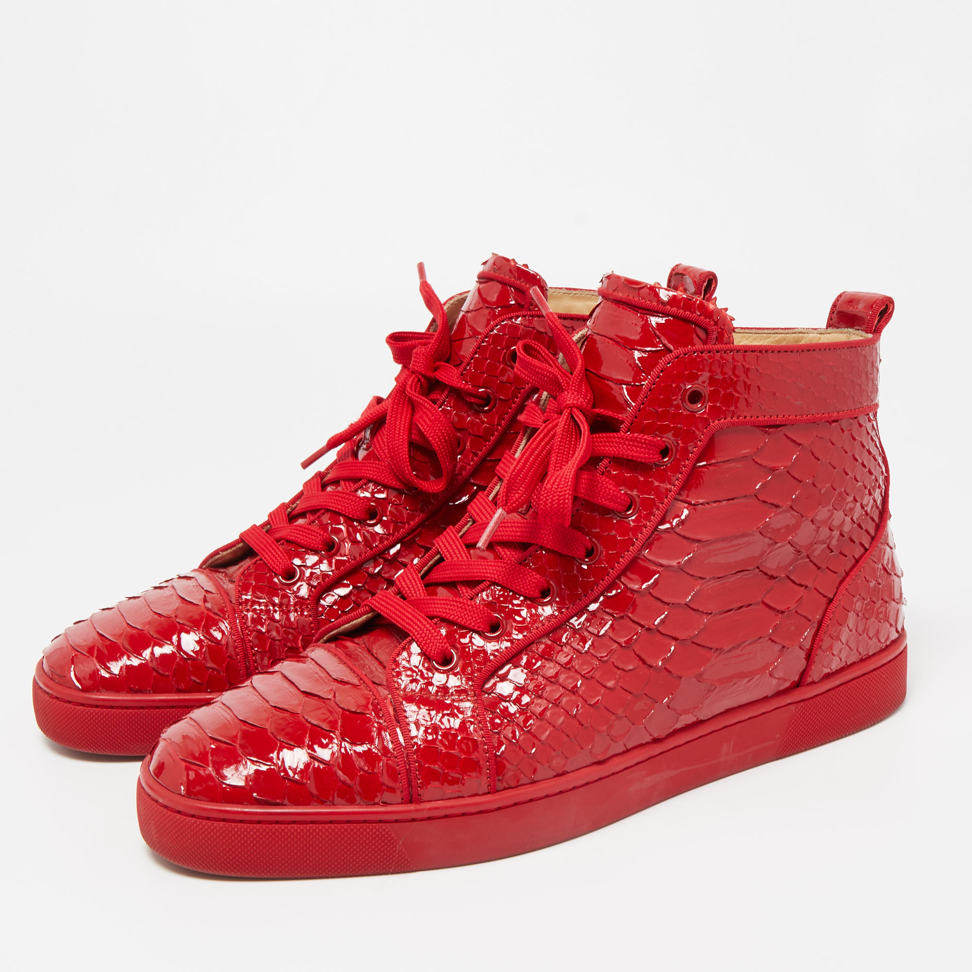 

Christian Louboutin Red Python Louis Orlato High Top Sneakers Size