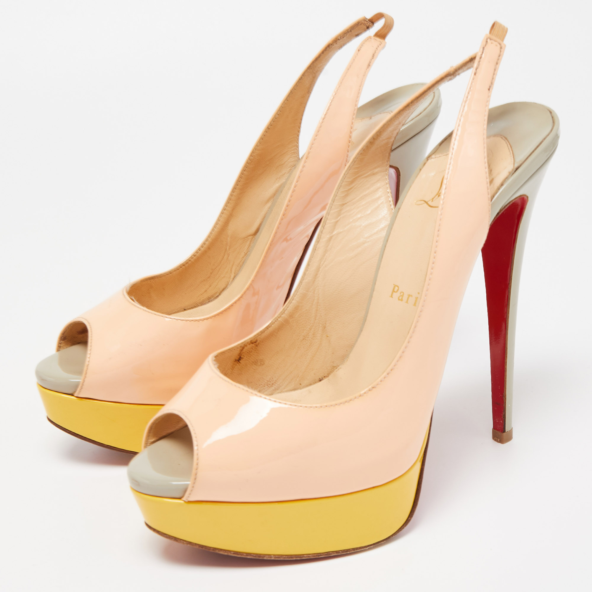 Christian Louboutin Multicolor Lady Peep Sling  Pumps Size 38.5