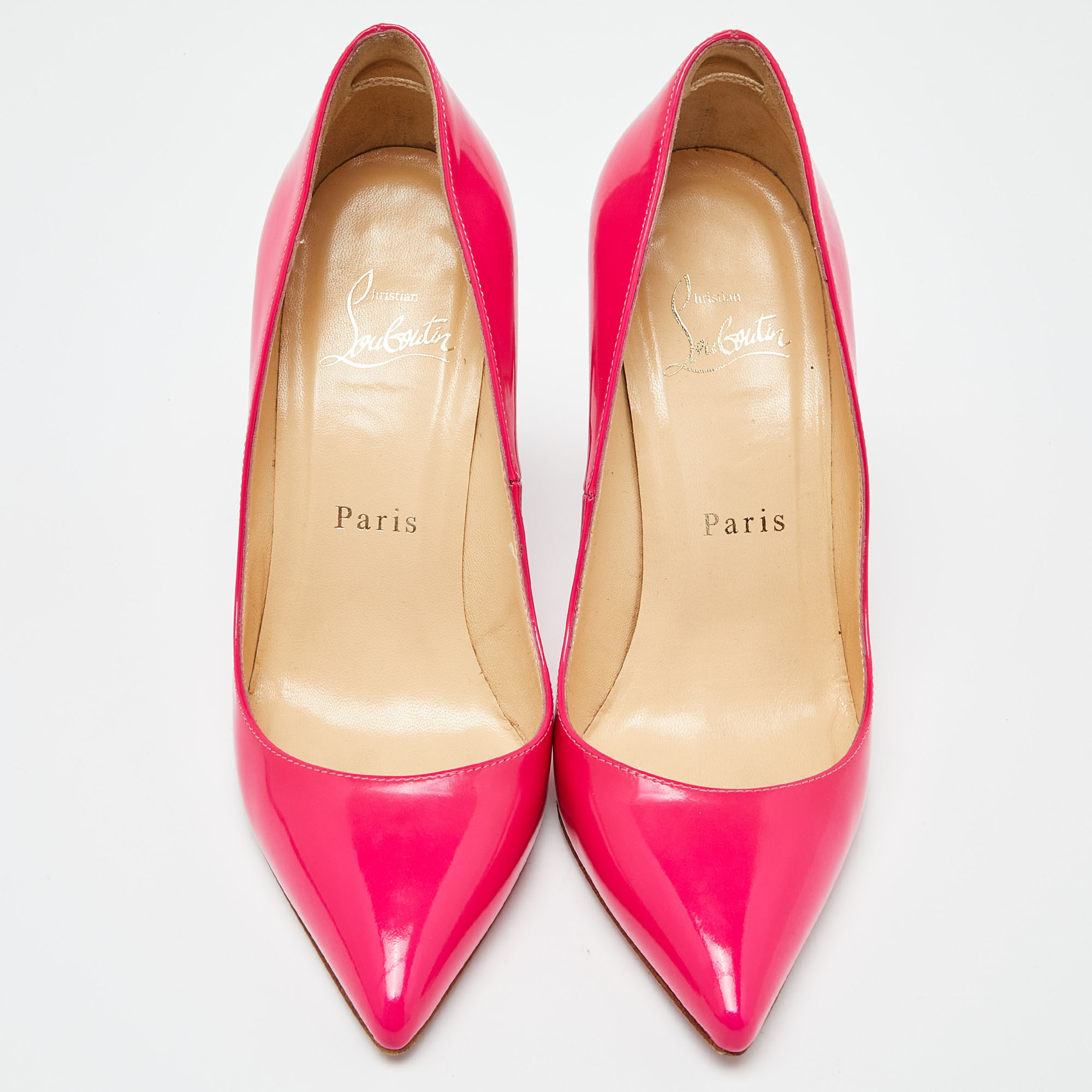 Christian Louboutin Pink Patent Leather Pigalle Pumps Size 35