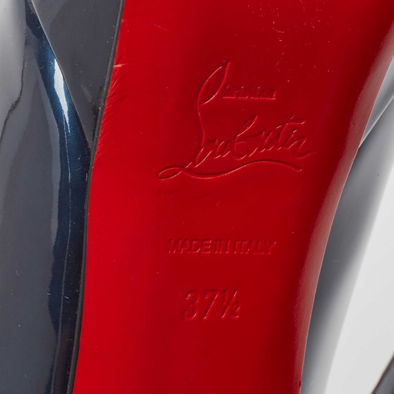 Christian Louboutin Turquoise Patent Leather Bianca Platform Pumps Size 37.5