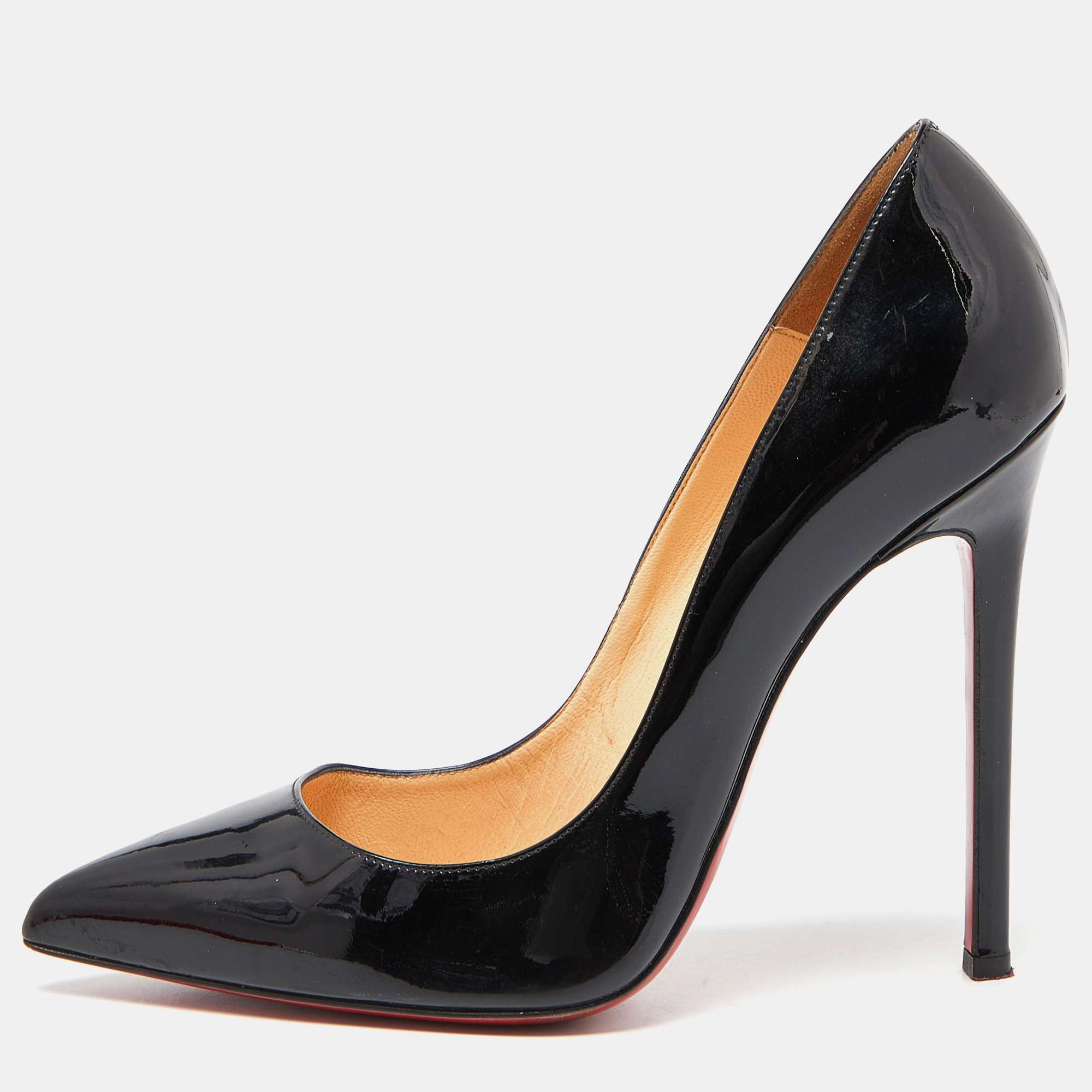 Christian Louboutin Black Patent Leather Pigalle Pointed Toe Pumps Size 39.5