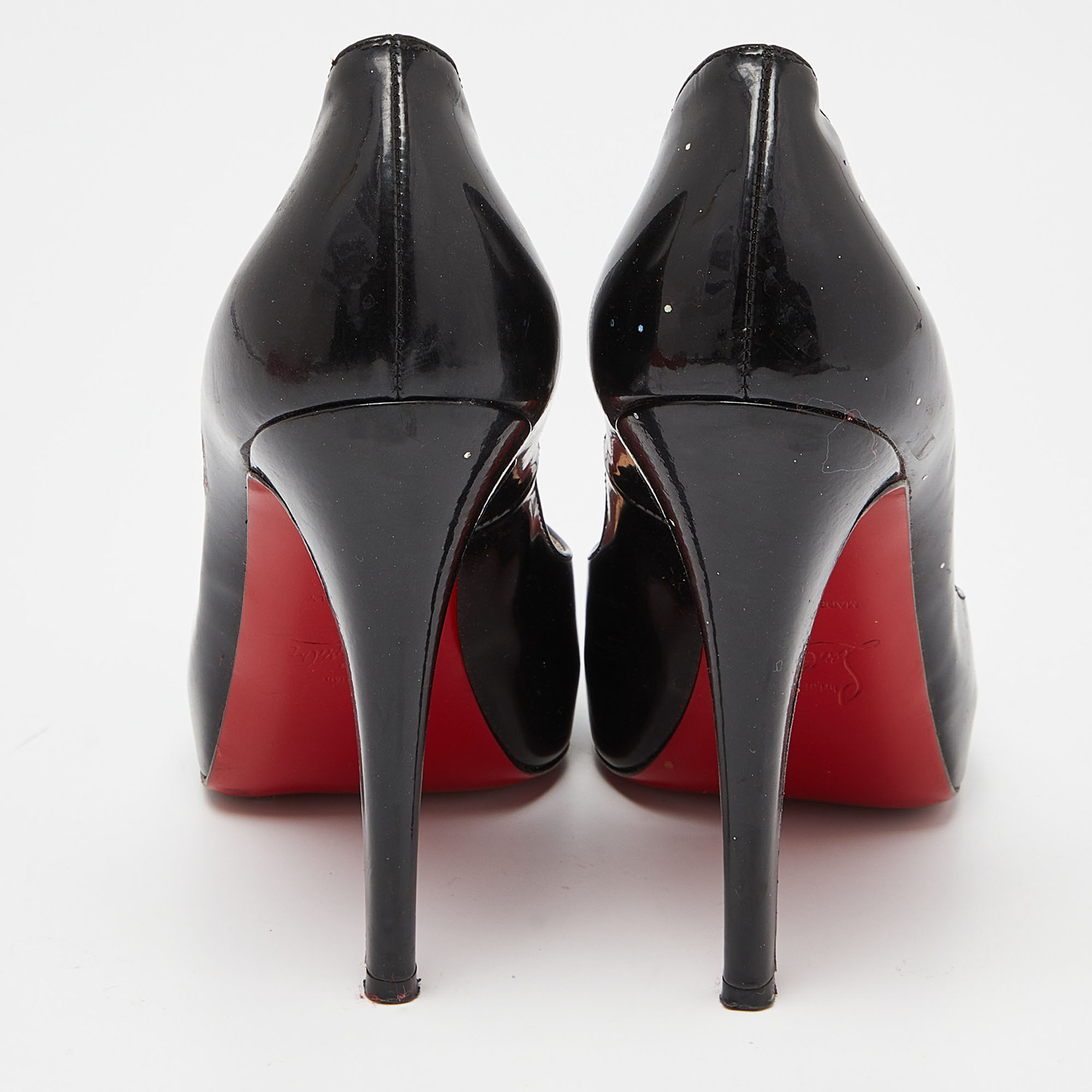 Christian Louboutin Black Patent Leather Very Prive Pumps Size 37