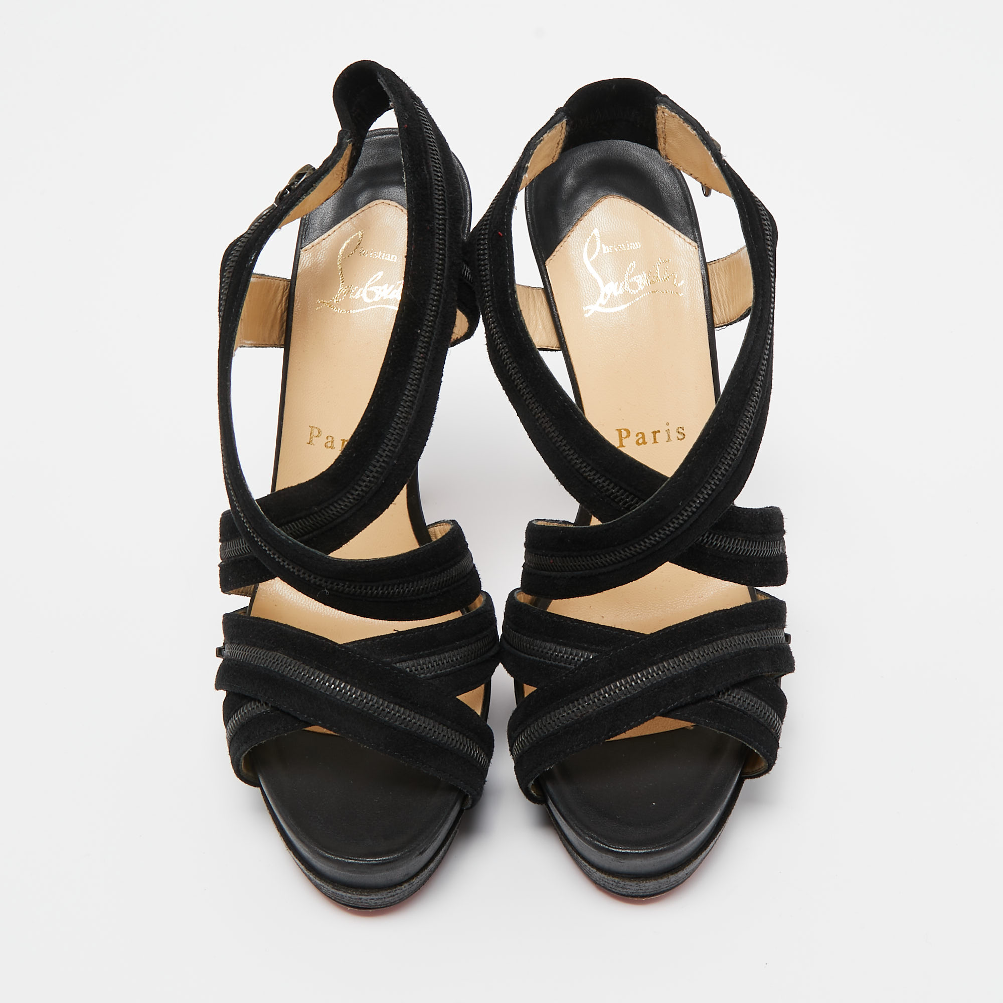 Christian Louboutin Black Suede Rodita Sandals Size 36.5