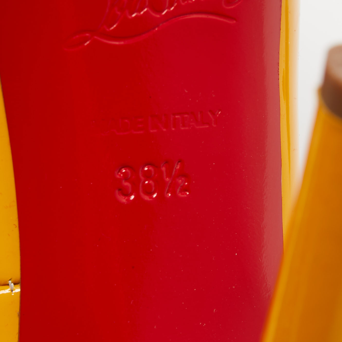 Christian Louboutin Orange Patent Leather Jane Vendome Pumps Size 38.5