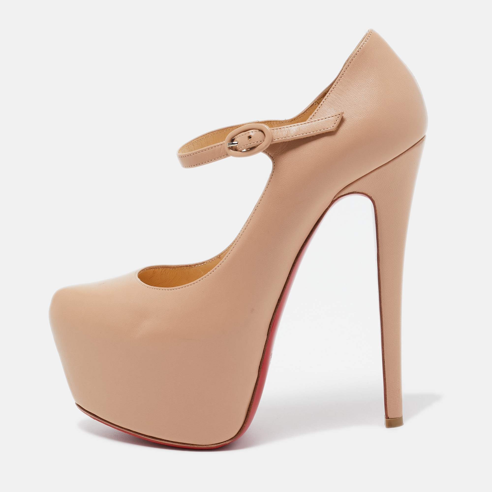 Christian Louboutin Beige Leather Lady Daf  Pumps Size 36.5
