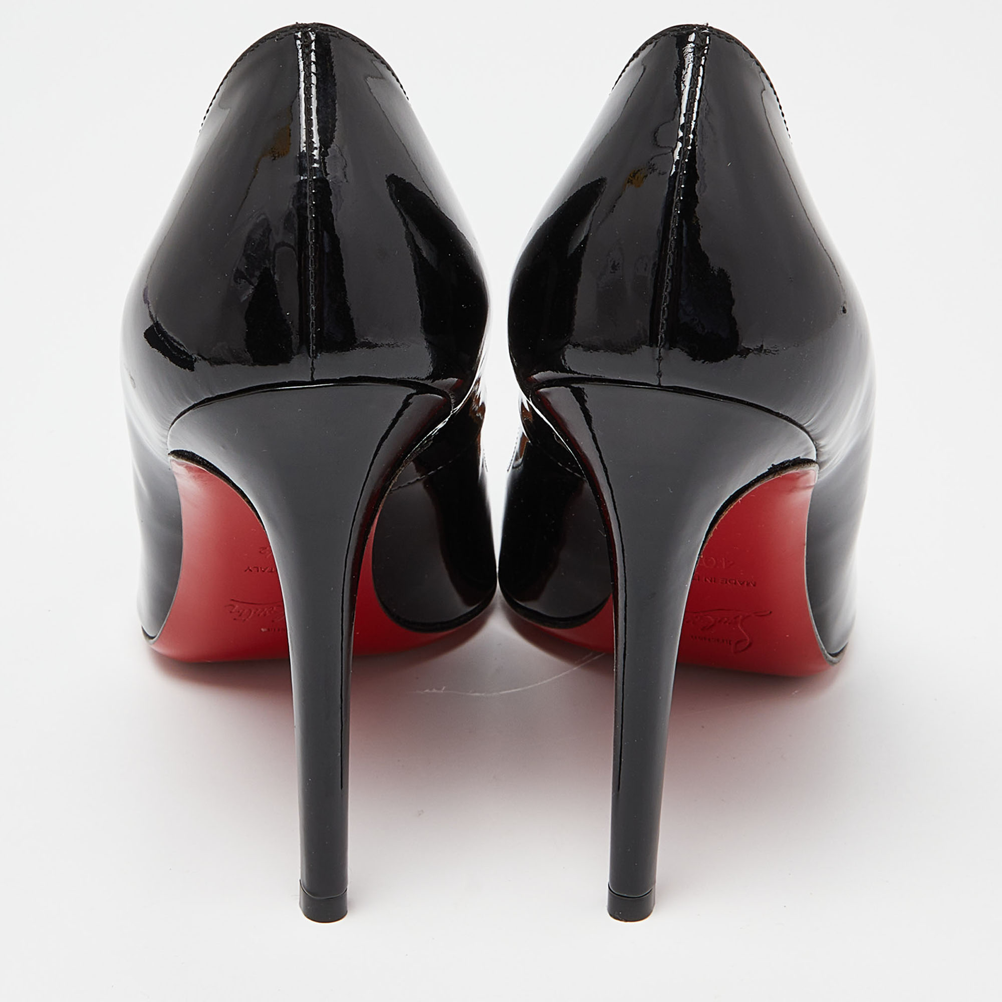 Christian Louboutin Black Patent Leather Pointed Toe Pumps Size 40.5
