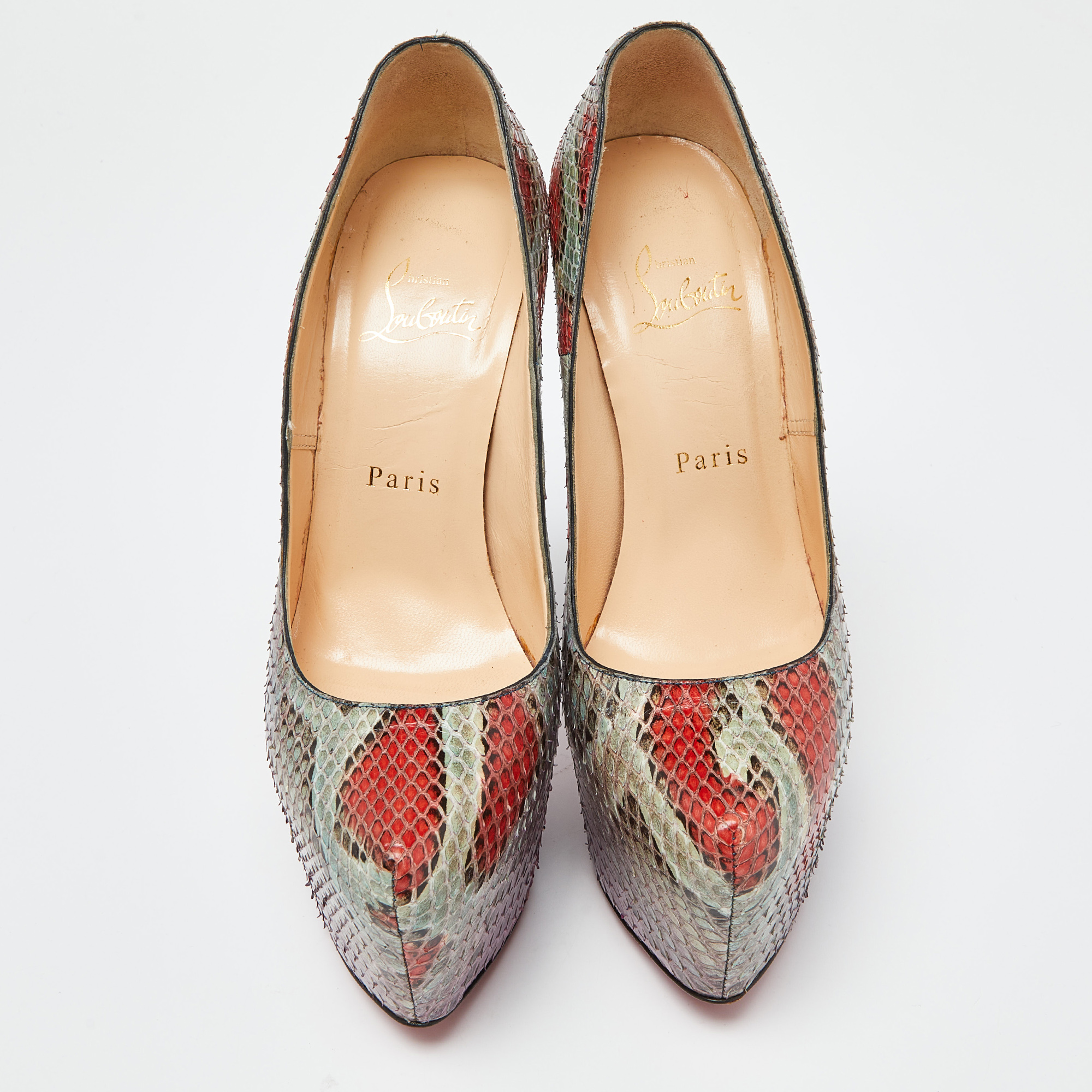 Christian Louboutin Multicolor Python Daffodile Pumps Size 37