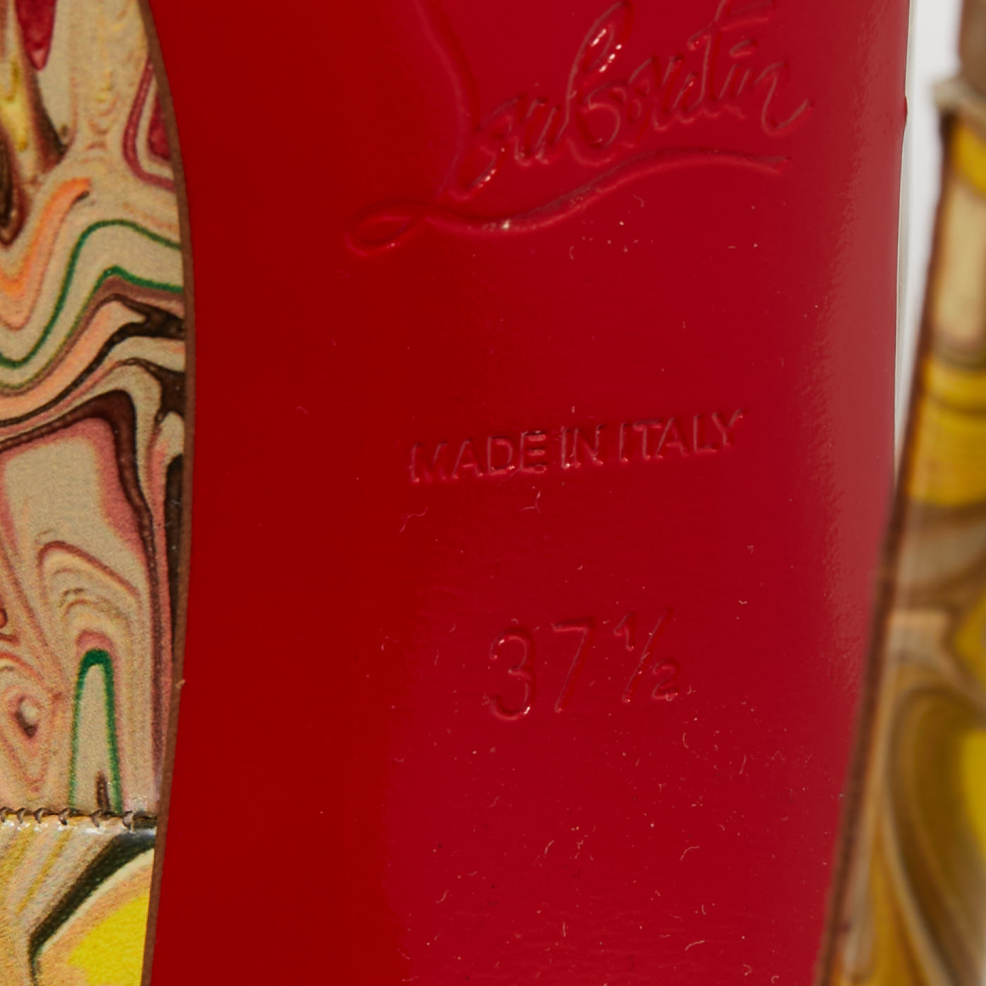Christian Louboutin Multicolor Marble Print Patent Leather Pigalle Follies Pumps Size 37.5