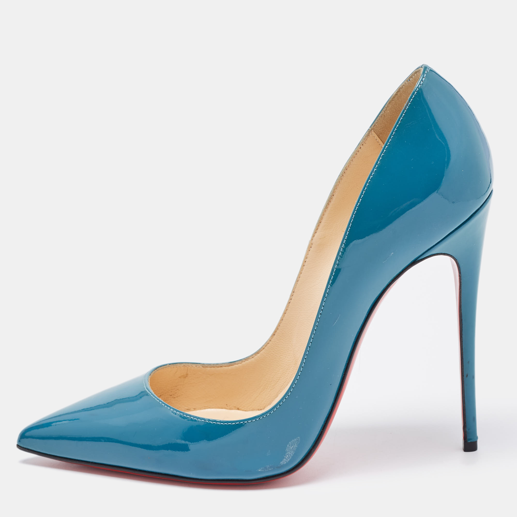 Christian Louboutin Teal Patent Leather So Kate Pumps Size 37.5