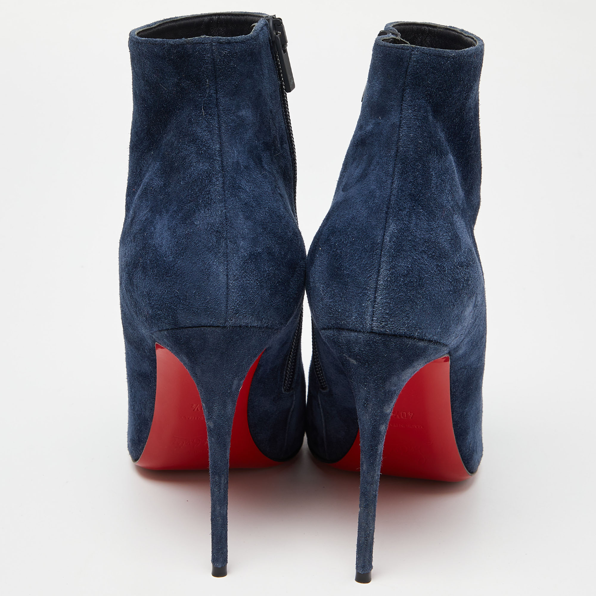 Christian Louboutin Blue Suede Eloise 85 Boots Size 40.5