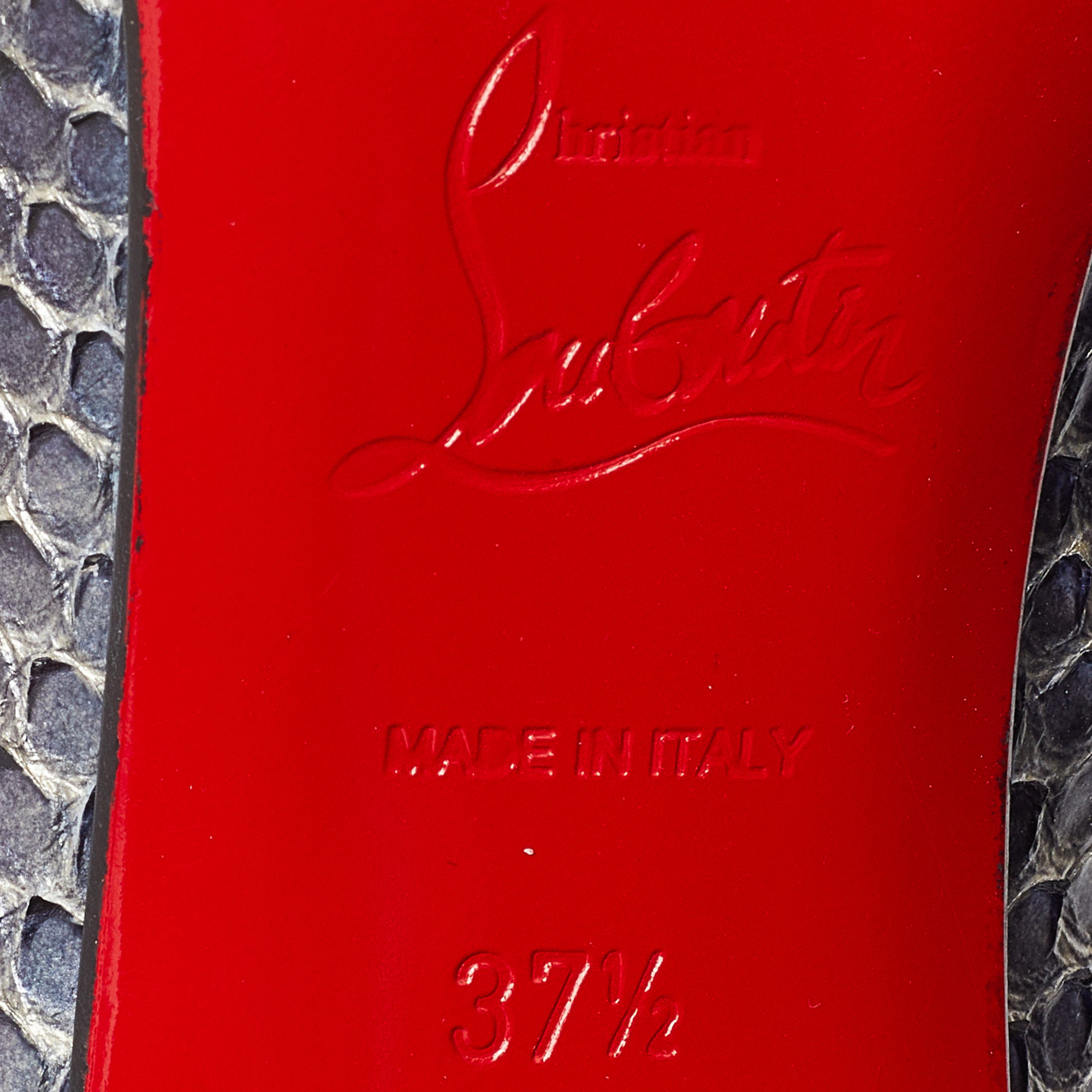 Christian Louboutin Metallic Grey Python Leather So Kate Pointed Toe Pumps Size 37.5