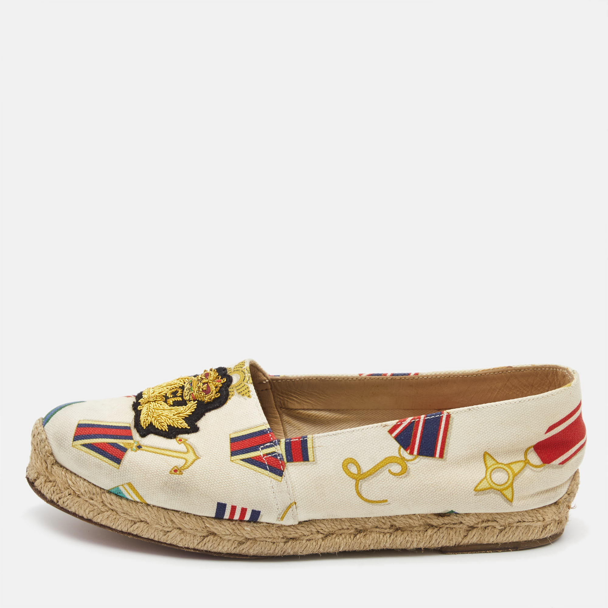 Christian louboutin multicolor printed canvas papi hugo espadrille flats size 36