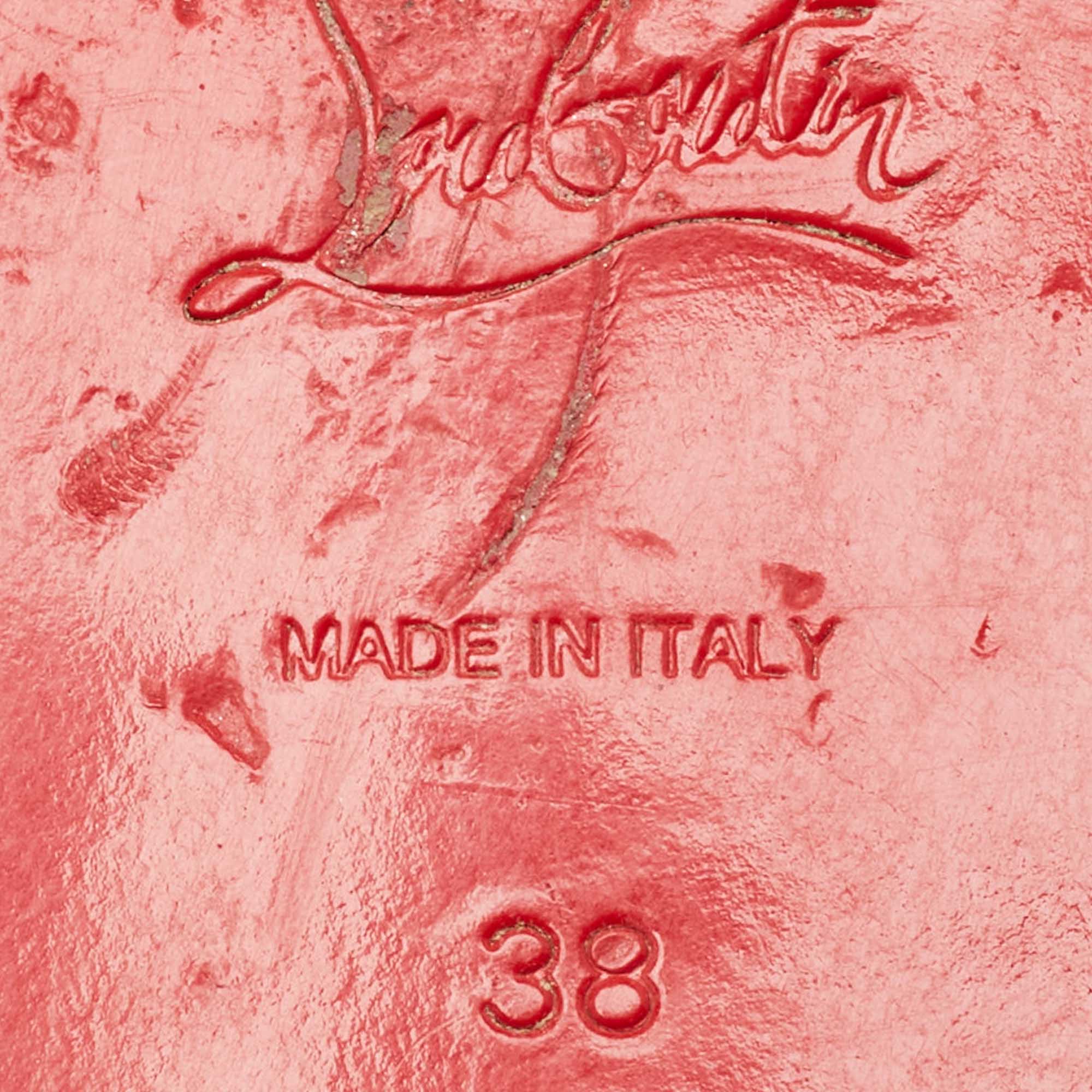 Christian Louboutin Metallic Rose Leather Atonetta Ornament Flat Slides Size 38