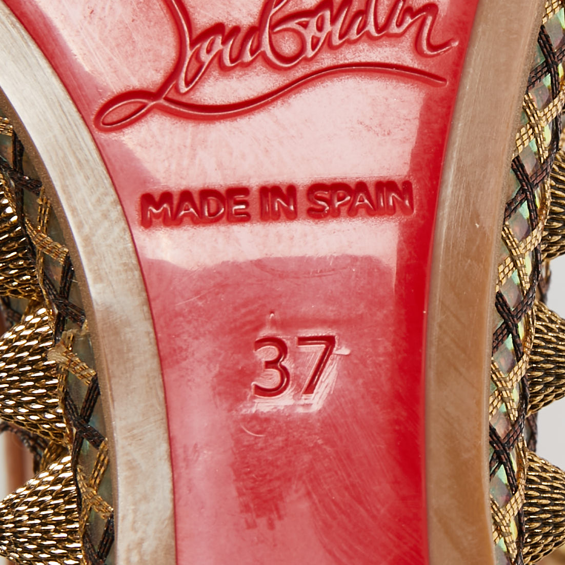 Christian Louboutin Brown Leather Cordorella Wedge Sandals Size 37