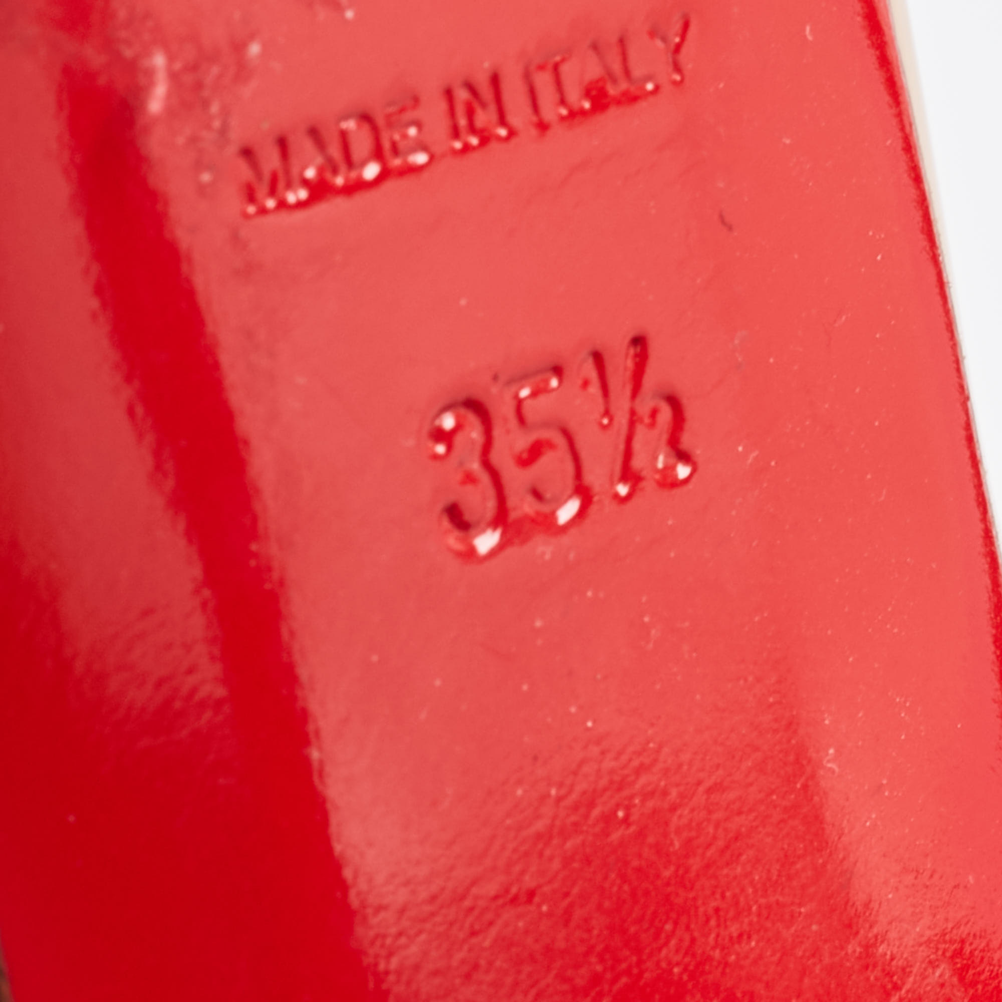 Christian Louboutin Beige Patent Leather Lady Peep Pumps Size 35.5