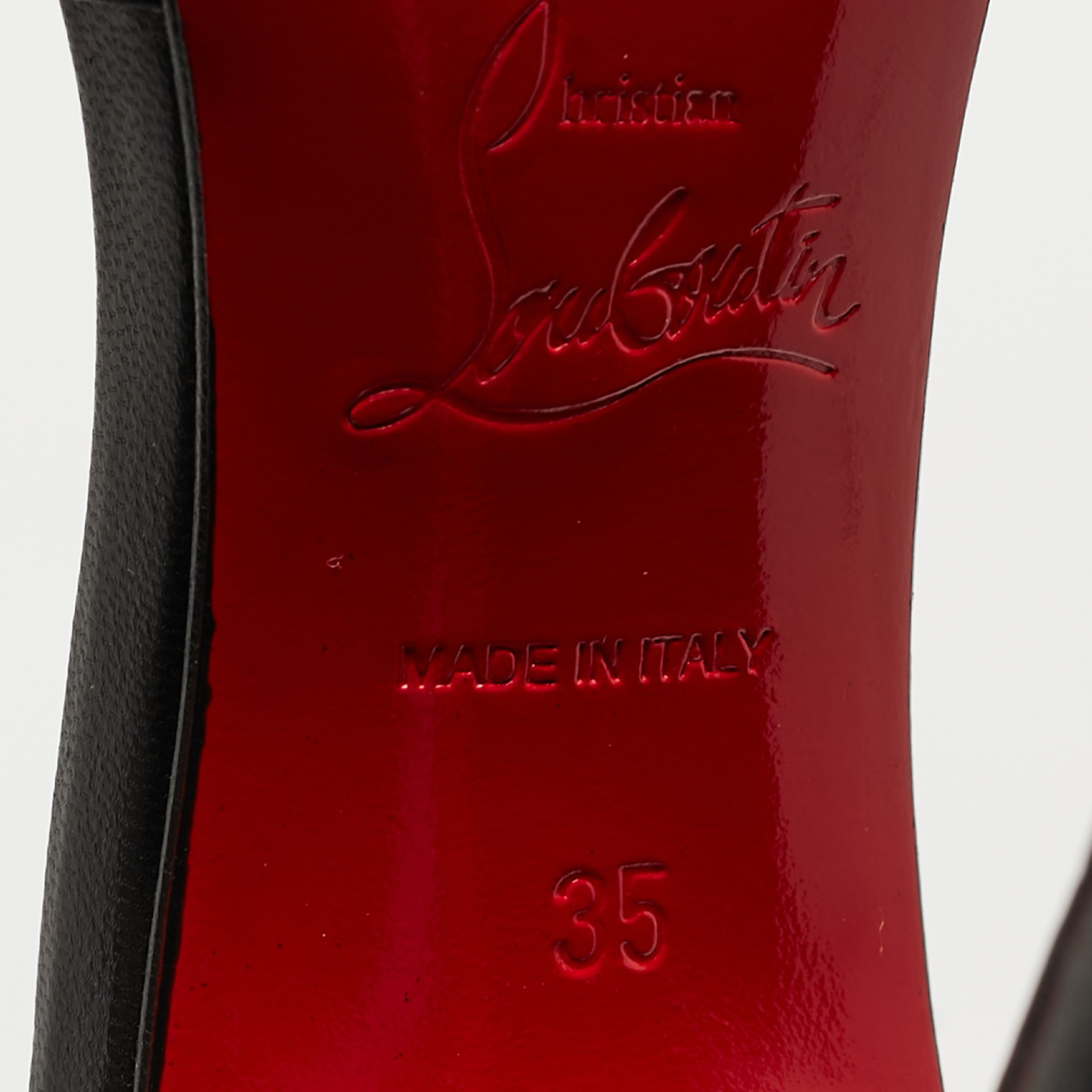 Christian Louboutin Black Leather Spike Baila Sandals Size 35